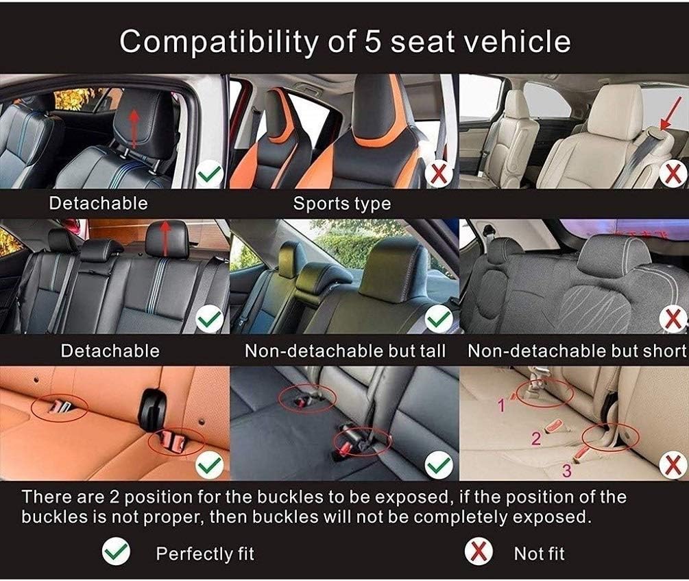 02 Fundas de asiento de automóvil de imitación para automóvil de 5 pasajeros y SUV, juego de ajuste universal para accesorios interiores de
