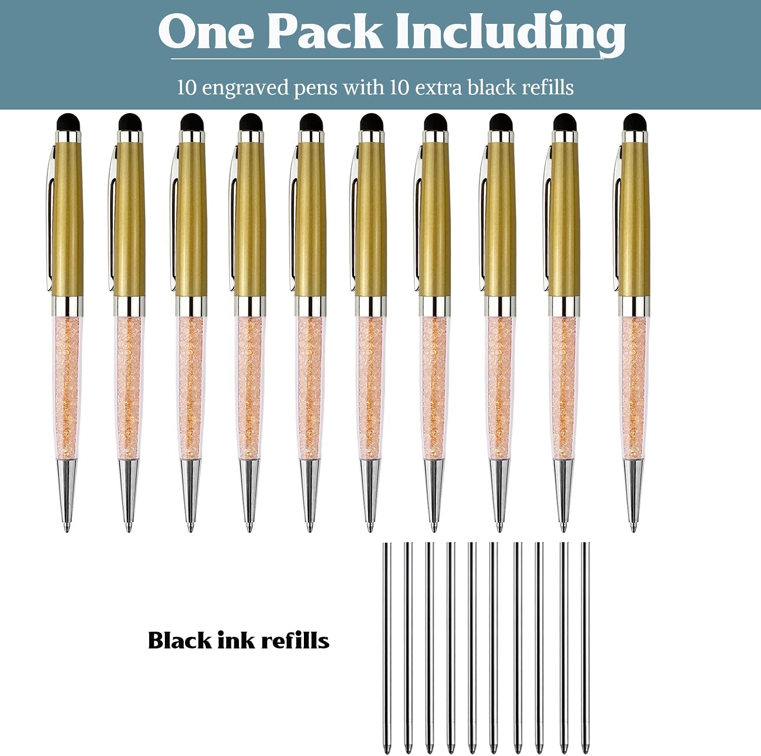 Ancolo Personalized ball Pens with Crystal Stylus Tip – Smooth Writing Set – Engraved with Your NameSloganAddress – Gift for