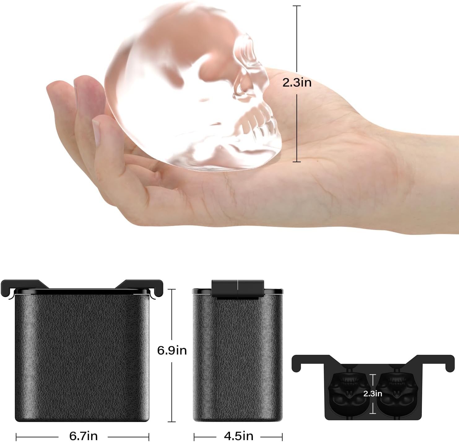 Fabricante de cubitos de hielo con forma de calavera bandeja de cubitos de hielo transparente – 3D Skull Big Ice Ball Maker – Cubos de hielo para