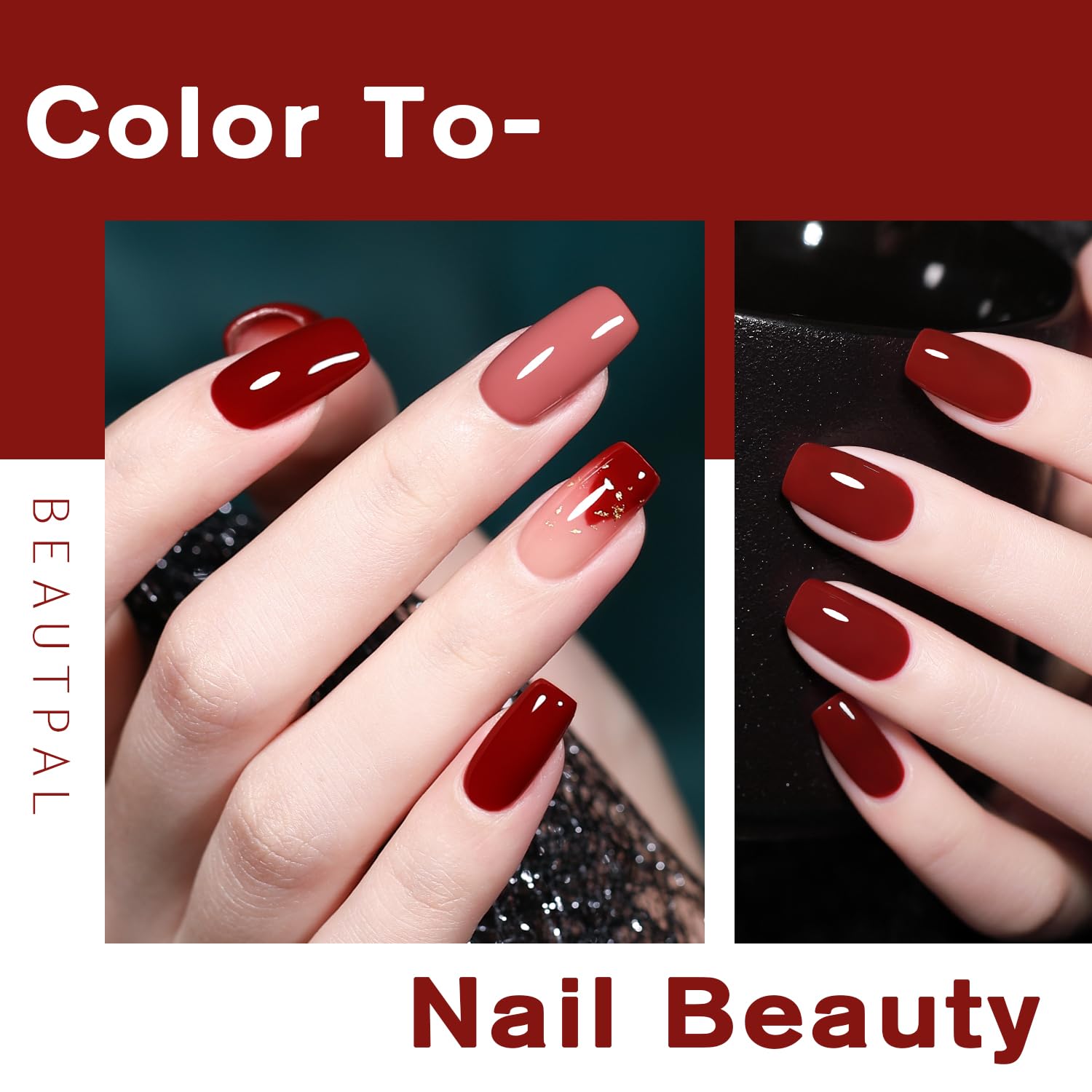 BEAUTPAL – Esmalte de uñas de gel para uñas, 1 unidad de 0.5 onzas líquidas, color rojo burdeos, esmalte de uñas en gel que se absorbe con luz UV