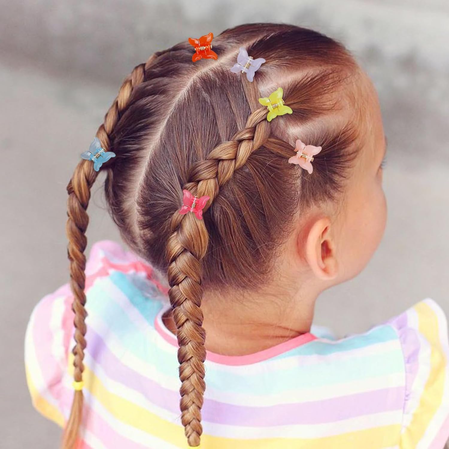 Choicbaby 80 mini pinzas de mariposa para el cabello para niñas, 10 colores, 90, mini pinzas para el cabello con caja, pinzas de garra para niños,