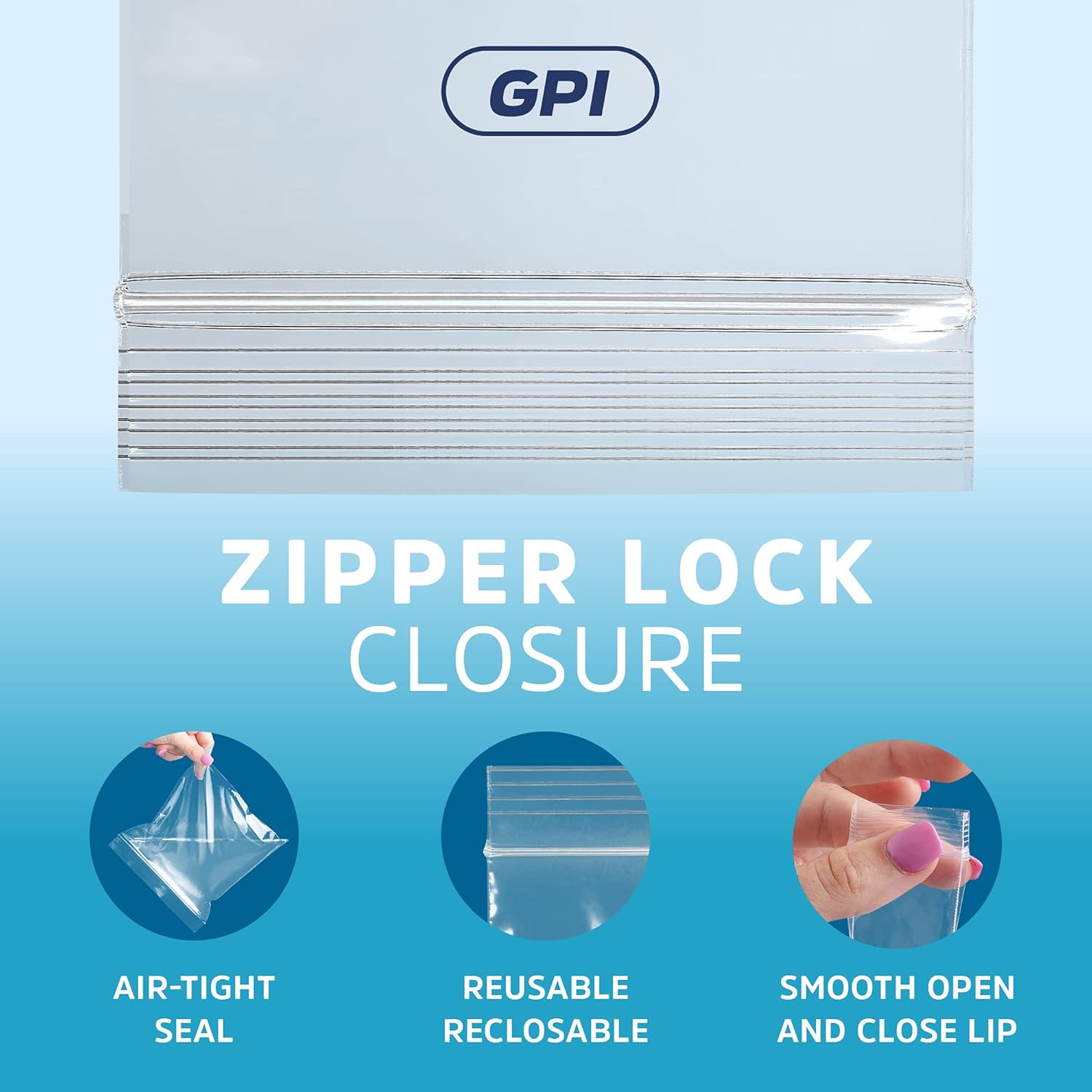 2.5 x 3 pulgadas, bolsas transparentes con cierre de cremallera de 4 mil, caja de 1,000 – Marca GPI