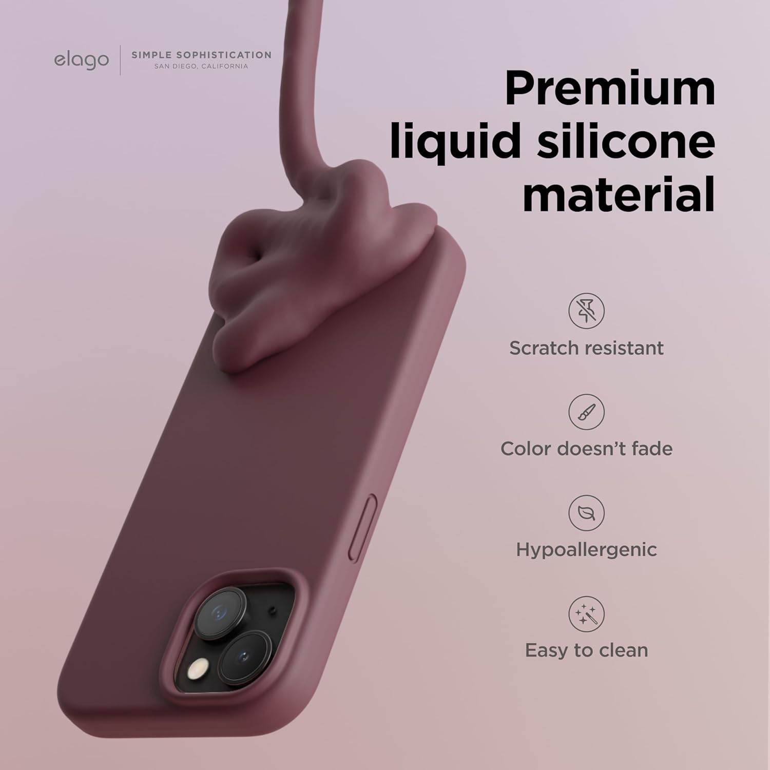 elago Compatible con iPhone 15 Plus, funda de silicona líquida, funda protectora de cuerpo completo, a prueba de golpes, funda delgada para