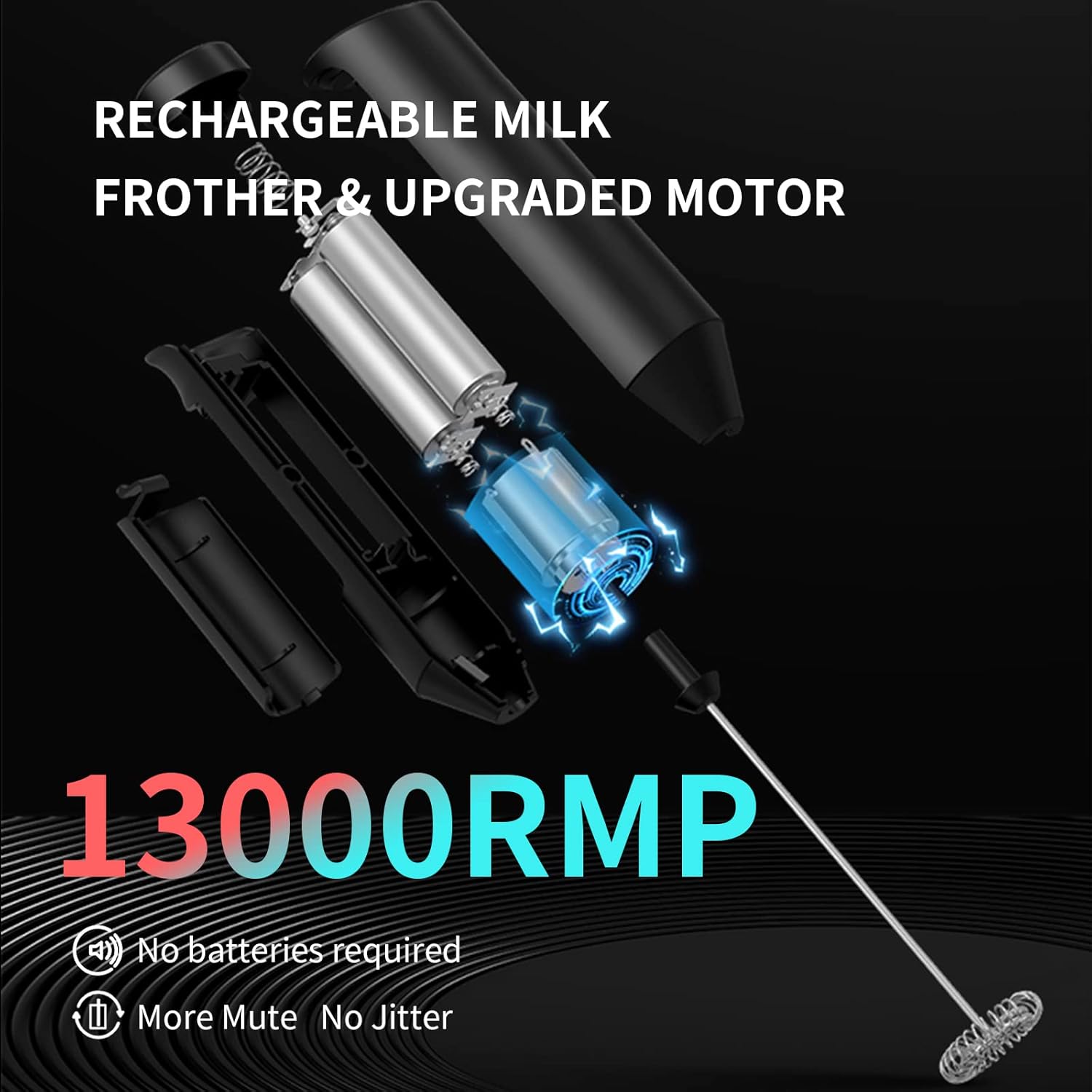 Espumador de leche recargable de mano, espumador de café AdanZst de mano con soporte de carga USB, mezclador eléctrico de mano, mini batidor