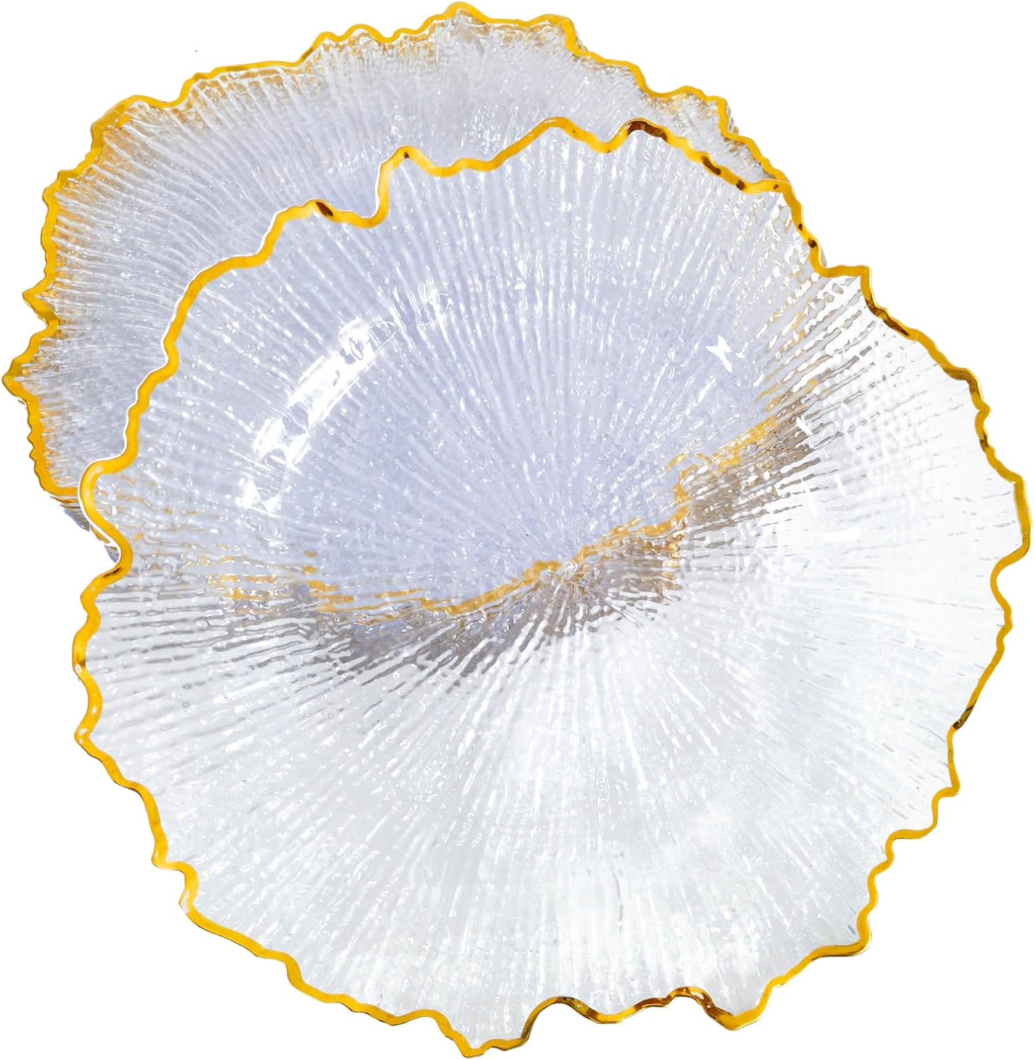 DaCakeWS Platos de carga de arrecife de borde dorado acrílico, 10 unidades, platos de plástico floral de 13 pulgadas para boda para cena (10,