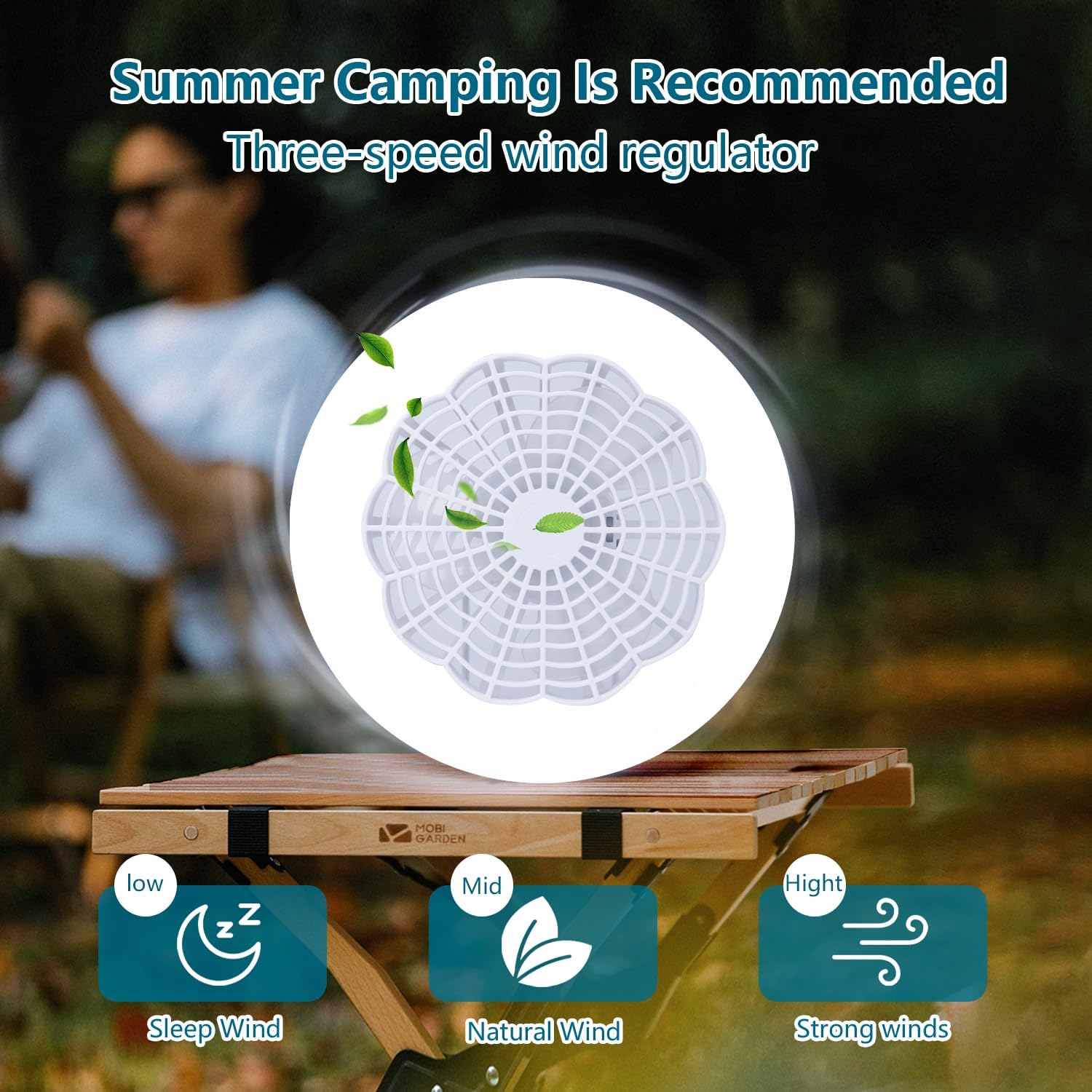 Rechargeable Camping Light Fan Combo 5000 Lumen 3000mAh 3 Lighting Modes 3 Speed Foldable Camping Fans for Tents Hanging Camping Tent Fan LED Light