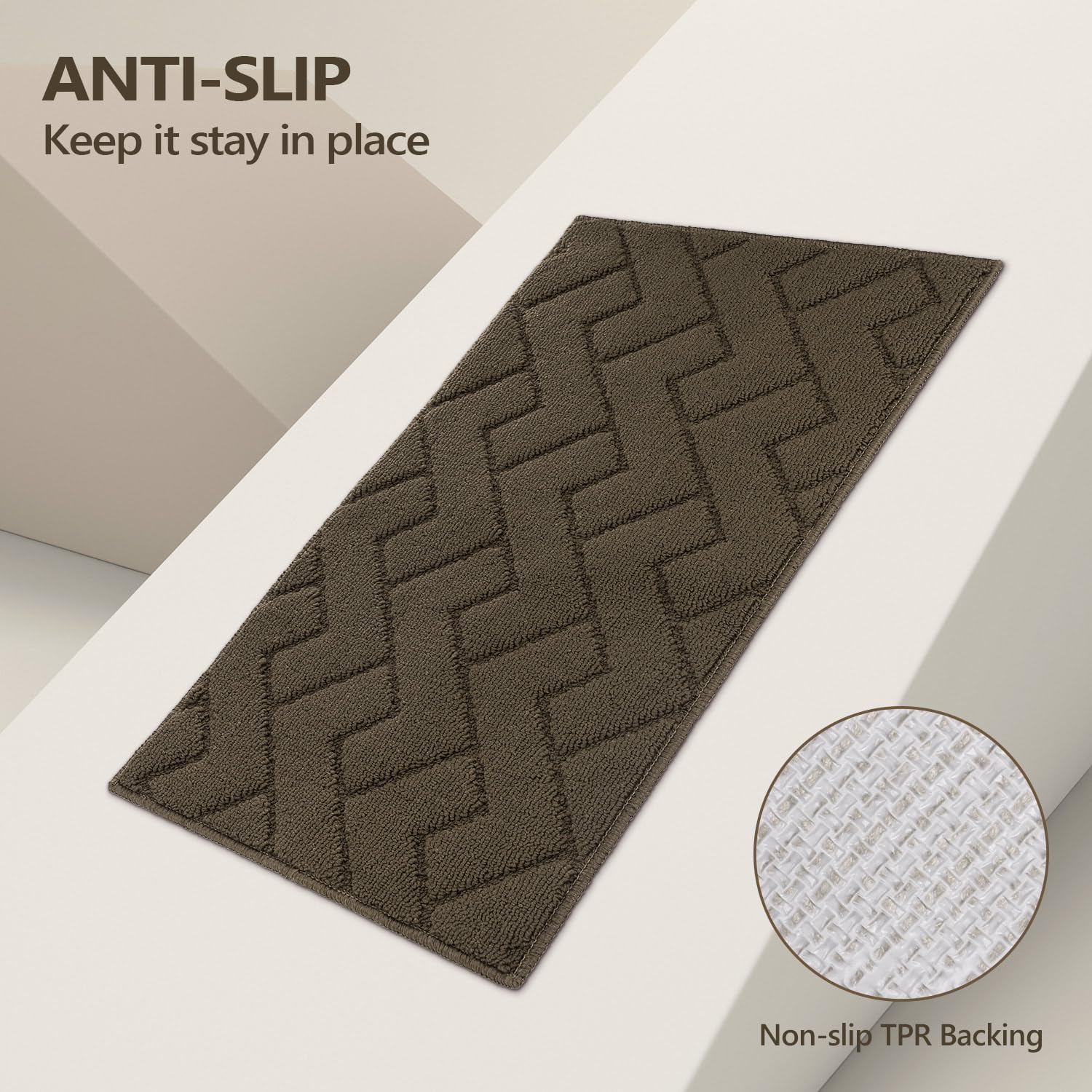 Tapete para interiores, tapete para puerta delantera y trasera, parte trasera de goma, antideslizante, 20 x 48 pulgadas, grande, absorbente,