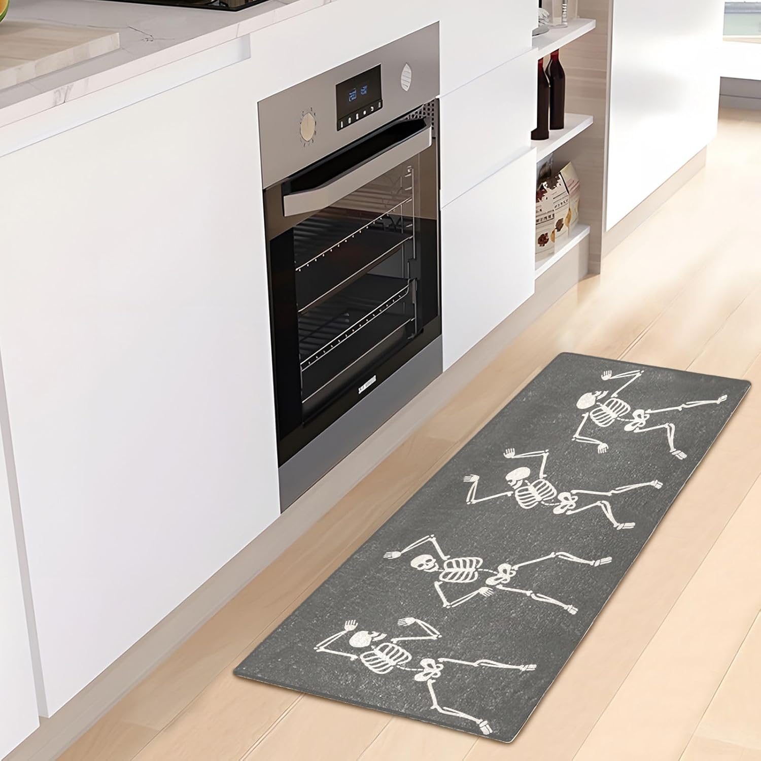 Joisal Funny Skeletons Dancing – Tapete de baño lavable a máquina, tapete de goma absorbente, 39 x 20 pulgadas