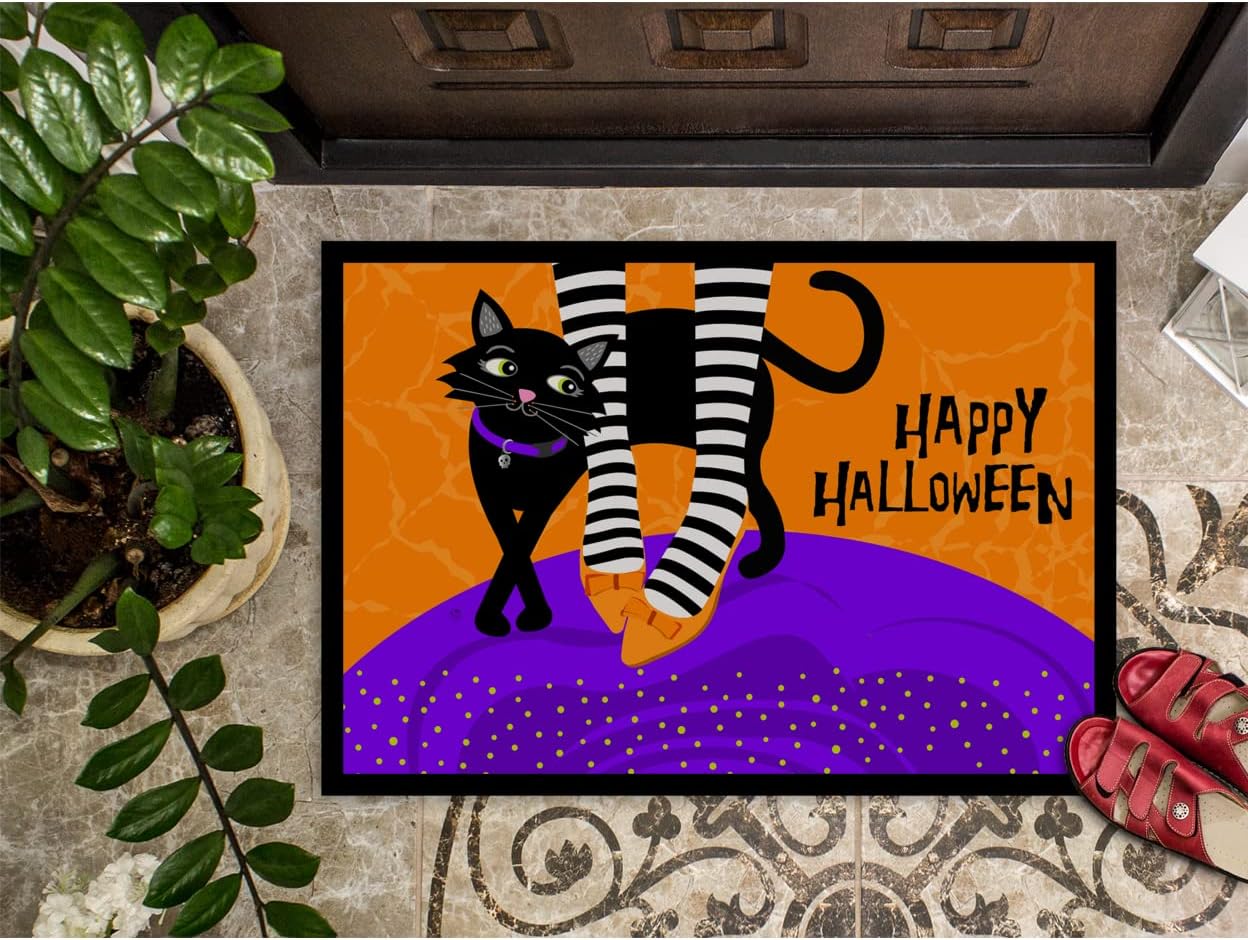 Caroline’s Treasures VHA3038JMAT – Felpudo de Halloween con pies de brujas de 24 x 36 pulgadas, tapete para puerta delantera, para interiores y