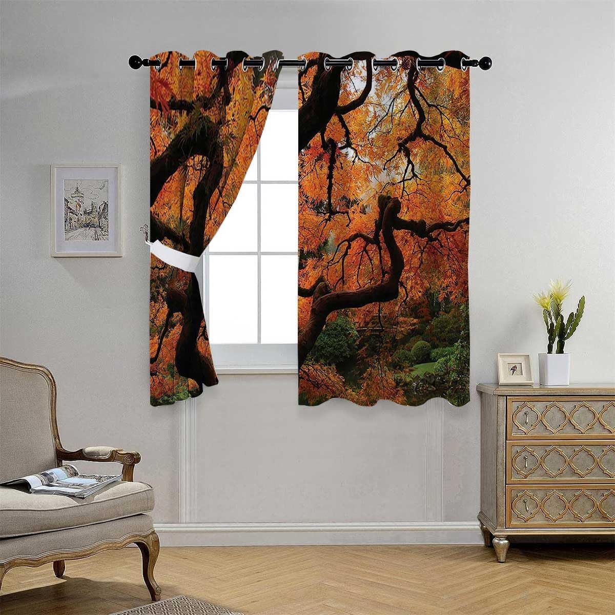 Blackout Nursery Curtains Japanese Decor Collection Grommet Short Thermal Patio Door Curtains Cortinas para Ventanas De Cuarto 55Inch Width by