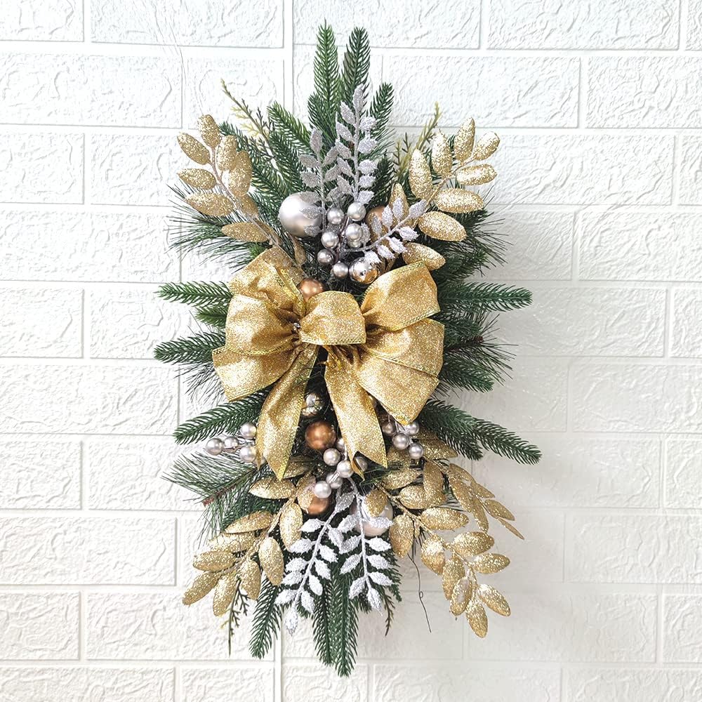 Guirnalda de 30 luces artificiales de Navidad con bolas, decoración rústica para escaleras, puerta delantera, pared