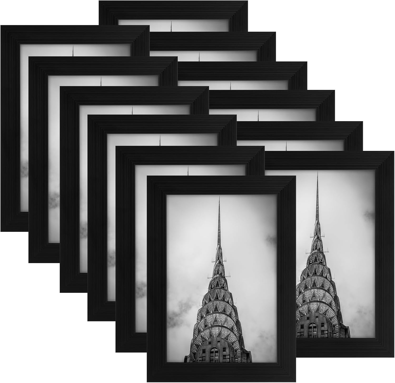 Juego de 12 marcos de fotos de 4 x 6 pulgadas, color negro, para galería de pared, collage de fotos o exhibición de mesa