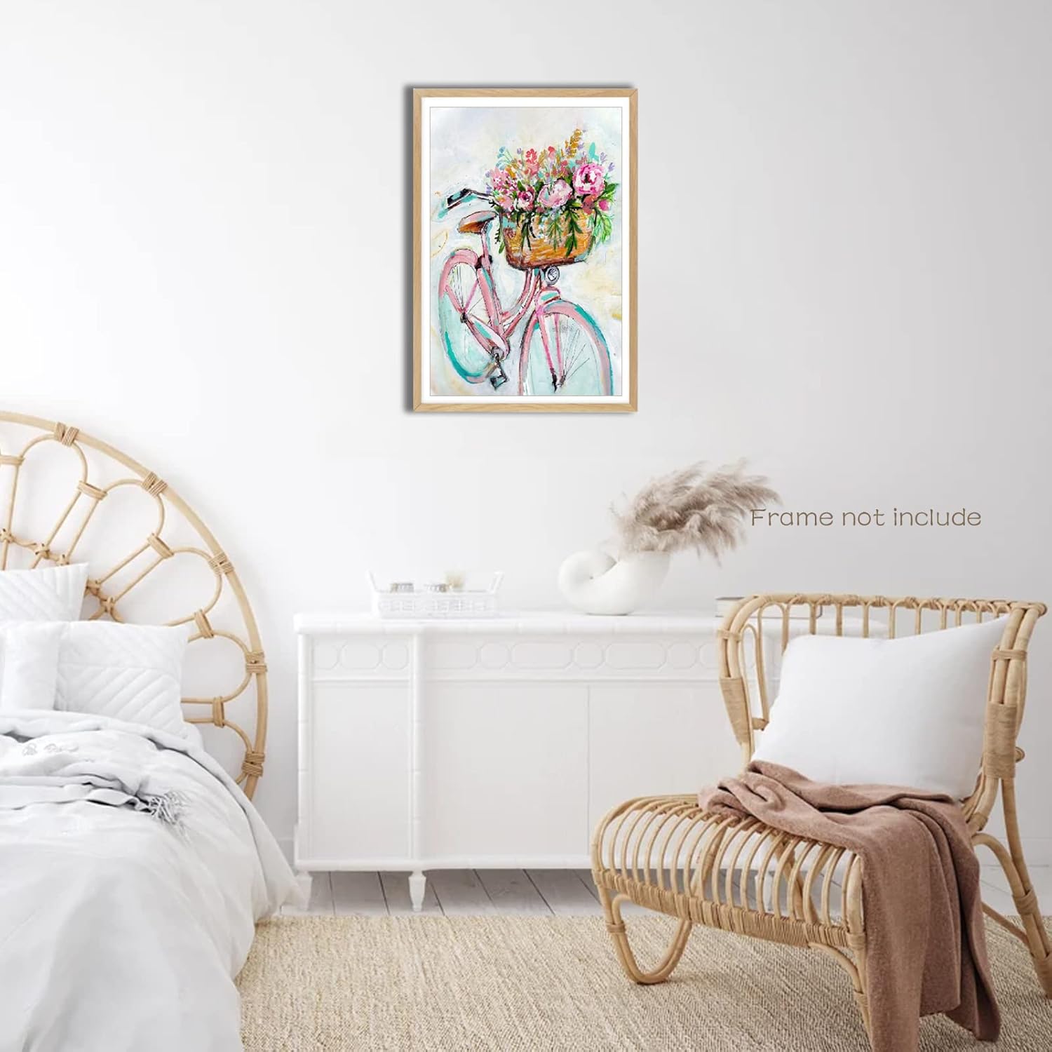 Arte de pared de granja para baño, decoración de pared retro para bicicleta, estilo rural, cesta de flores, cuadros abstractos de flores de