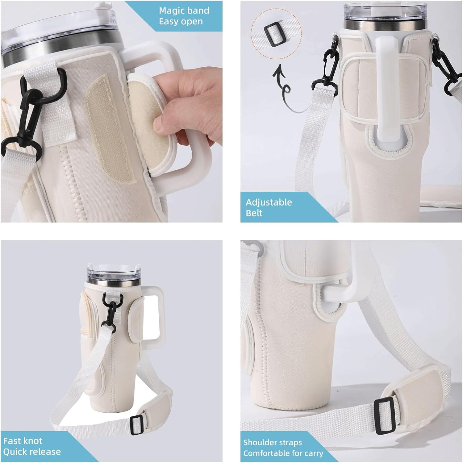 Funda para vaso de 40 onzas con correa L, funda protectora reutilizable para taza de acero inoxidable, accesorios para copa Stanley para caminar y