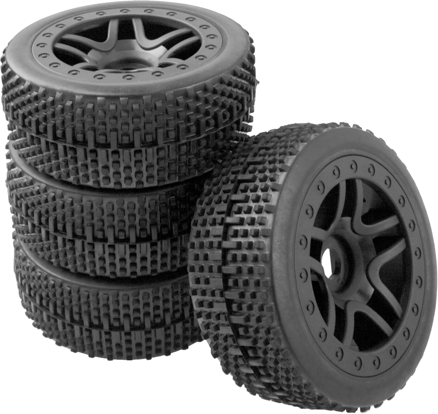 ShareGoo OD 4.4 pulgadas 18 neumáticos para buggy, llantas hexagonales de 0.67 pulgadas y neumáticos de goma compatibles con Redcat Teamc Losi HPI