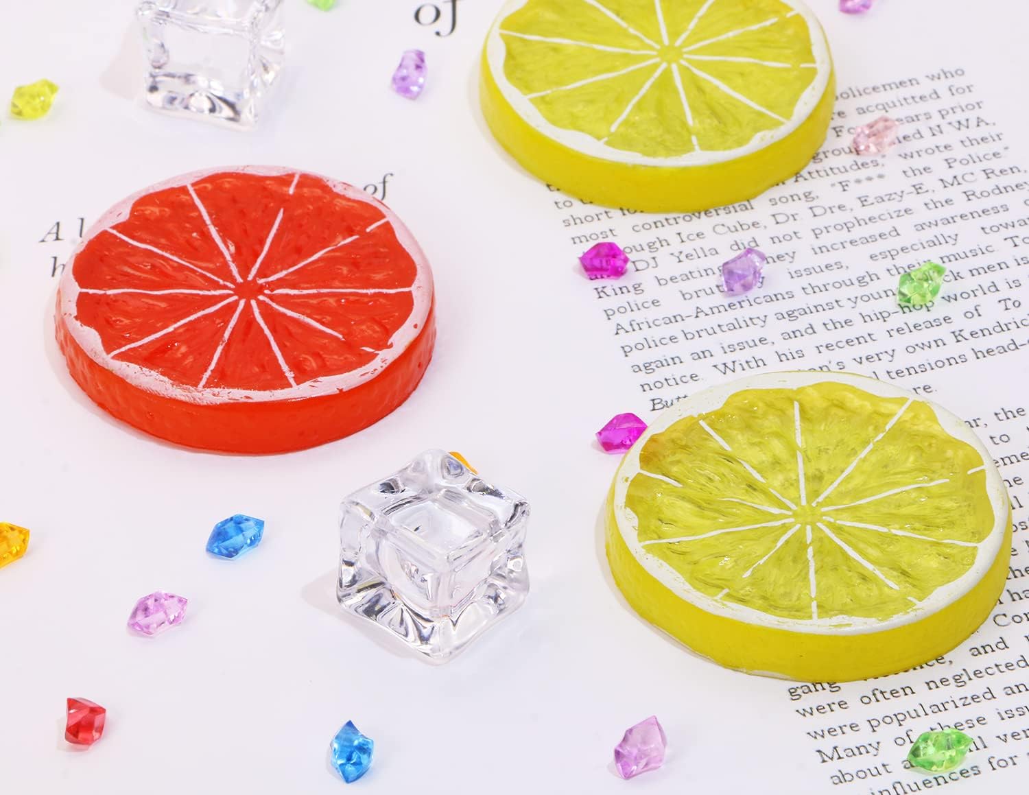 PENTA ANGEL Rocas de hielo trituradas falsas, 500 piezas con forma de diamantes, cubos de hielo de resina plástica para relleno de jarrón, tanque de