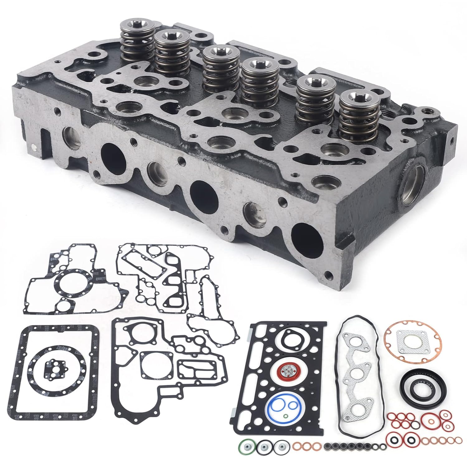 D1503 – Juego completo de culata y junta completa compatible con la excavadora Kubota KX91-3 U35 (stock de EE. UU.)