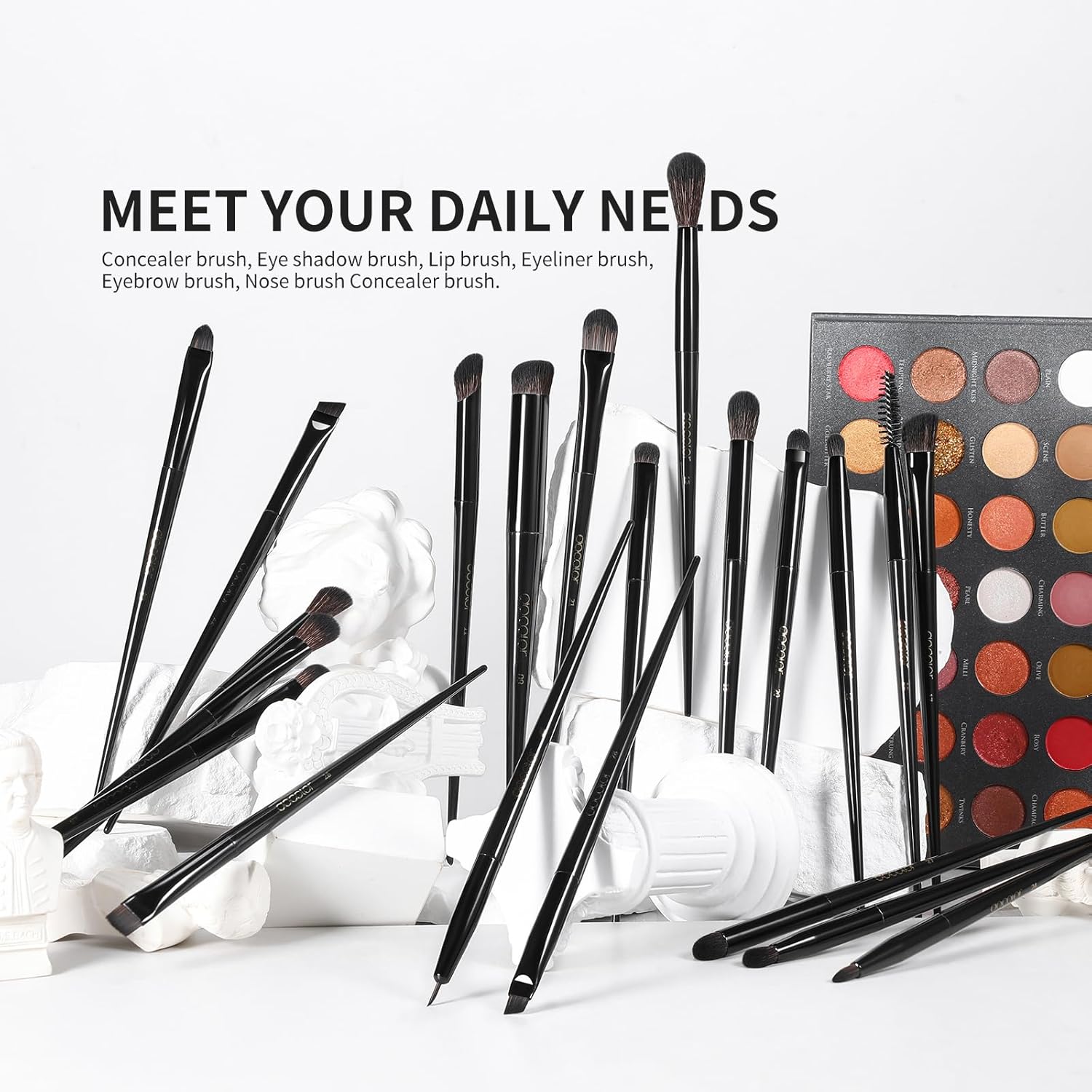 Docolor Juego de 30 brochas de maquillaje profesionales de obsidiana para maquillaje en polvo sintético de primera calidad, base Kabuki, contorno de