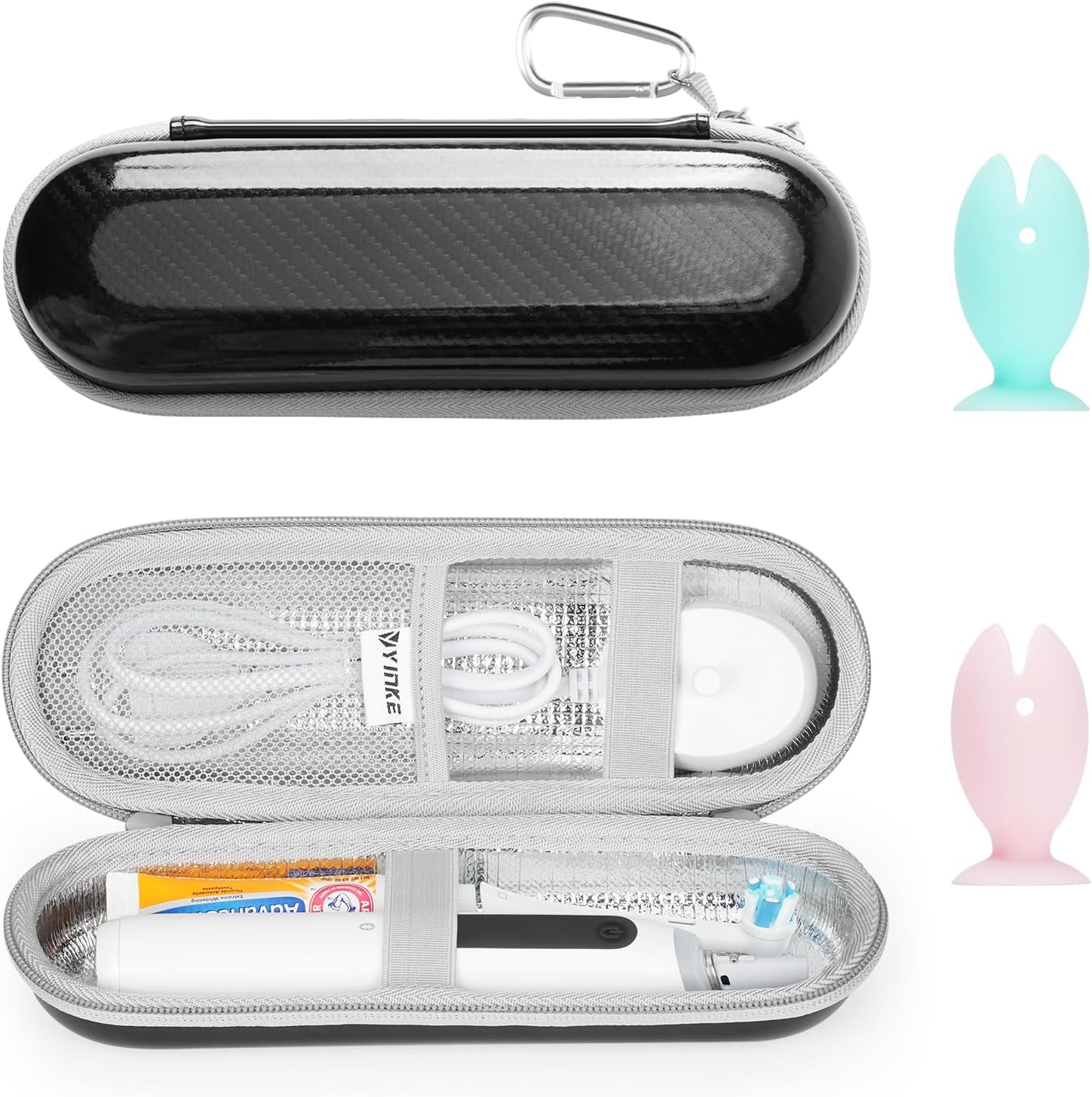 Yinke Estuche de viaje para cepillo de dientes con 2 tapas de cubierta de cabezal de cepillo de dientes para Oral-BOral-B ProPhilips Sonicare