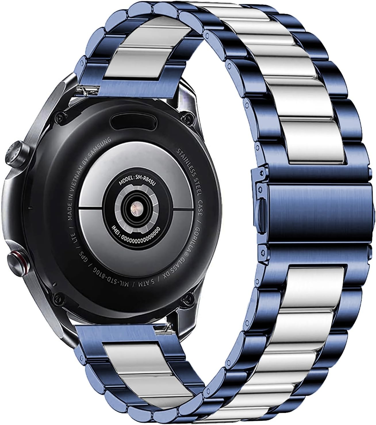 Correas compatibles con Samsung Galaxy Watch 3 de 1.772 pulgadas  Galaxy Watch de 1.812 pulgadas, correa de repuesto de metal de acero inoxidable