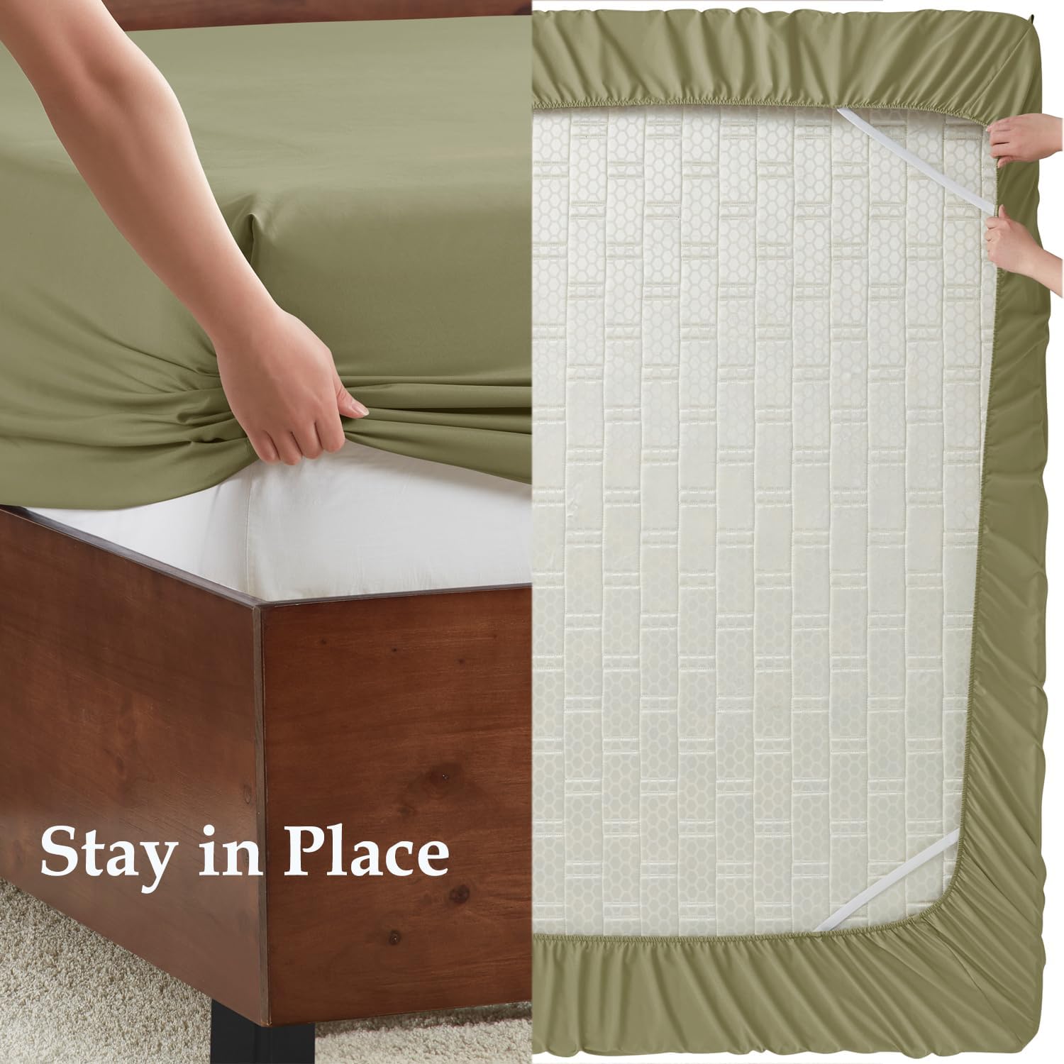 Juego de sábanas de lujo para hotel, sábanas de microfibra de 120 GSM, juego de sábanas y fundas de almohada de 16 pulgadas de profundidad de 16