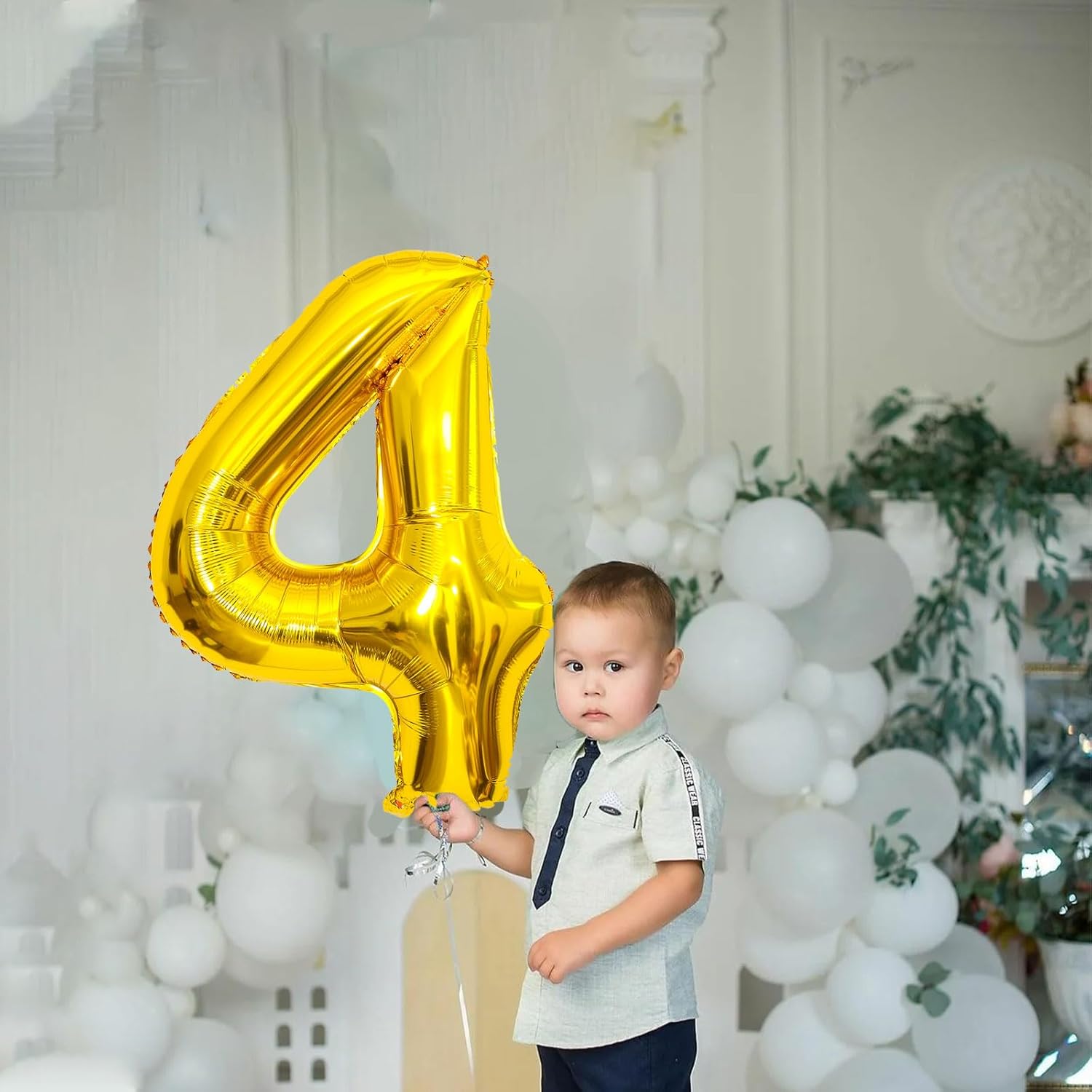 Globo dorado con el número 4 de 40 pulgadas, globos grandes de Mylar para niños de 4 años de edad, decoración de fiesta de cumpleaños, boda,
