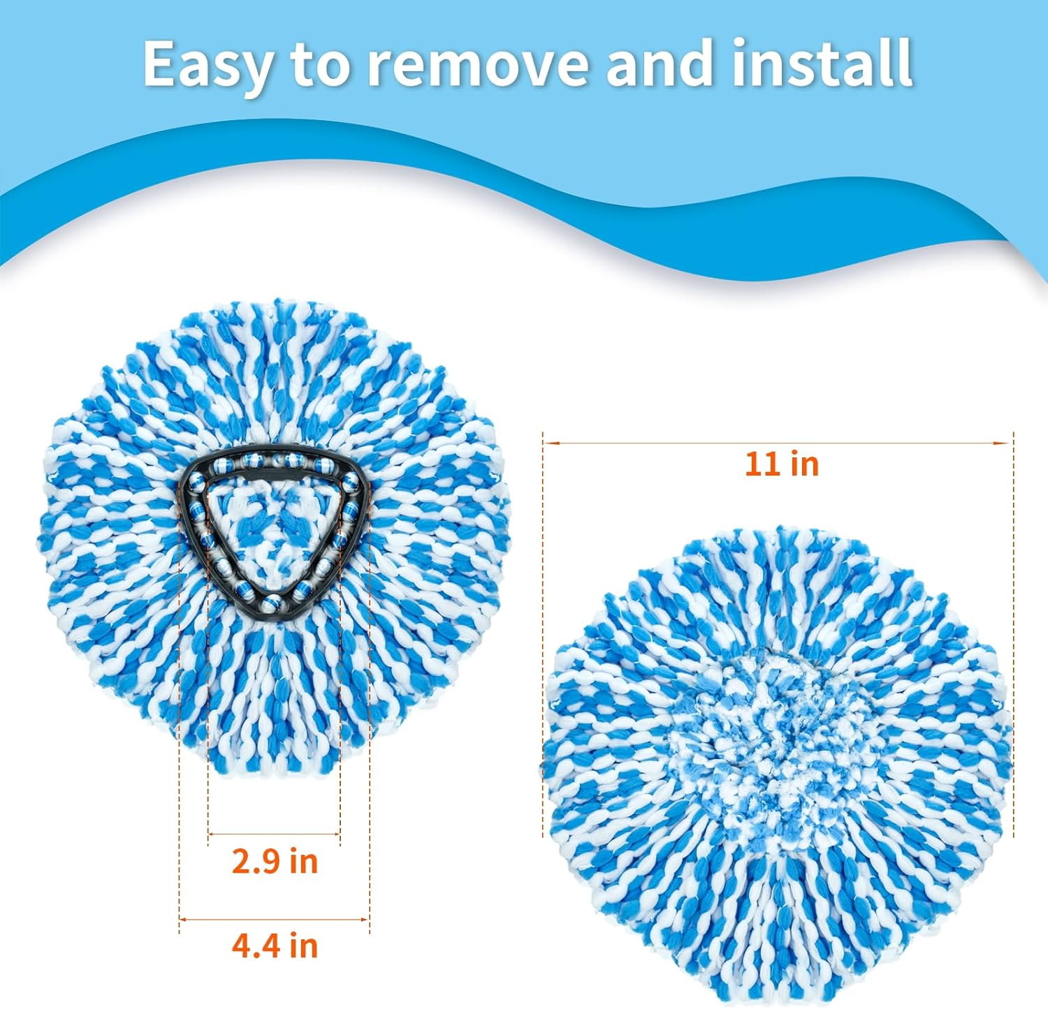 Paquete de 4 cabezales de repuesto para trapeador giratorio compatible con el sistema RinseClean de 2 tanques, solo repuestos de microfibra (4)