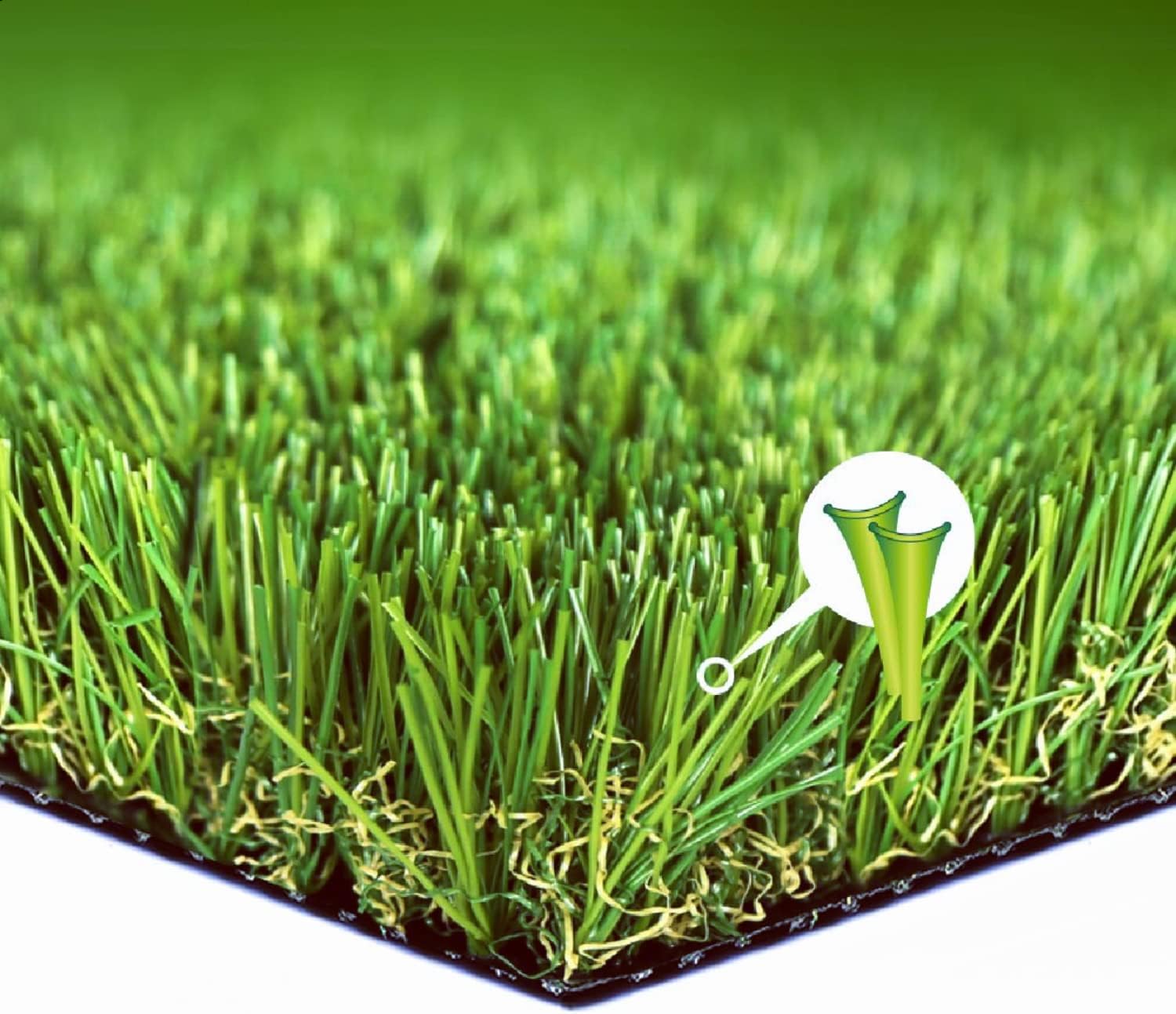 Alfombra de césped artificial, 2 x 5 pies (10 pies ) de altura del pelo de 1.38 pulgadas de altura para interiores y exteriores, sintética,