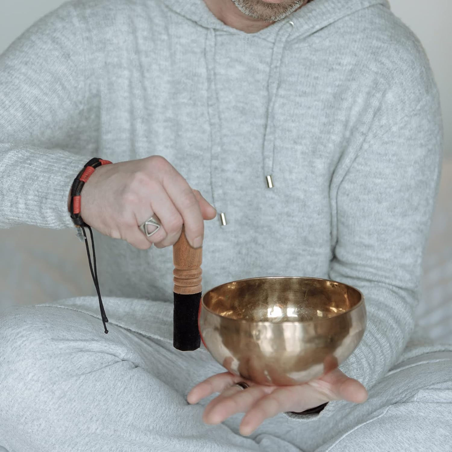 Vaguelly Crystal Acoustic mallets crystal singing bowl mallet Singing Bowl Parts singing bowl musical instrument suede wooden striker Knocking Rod