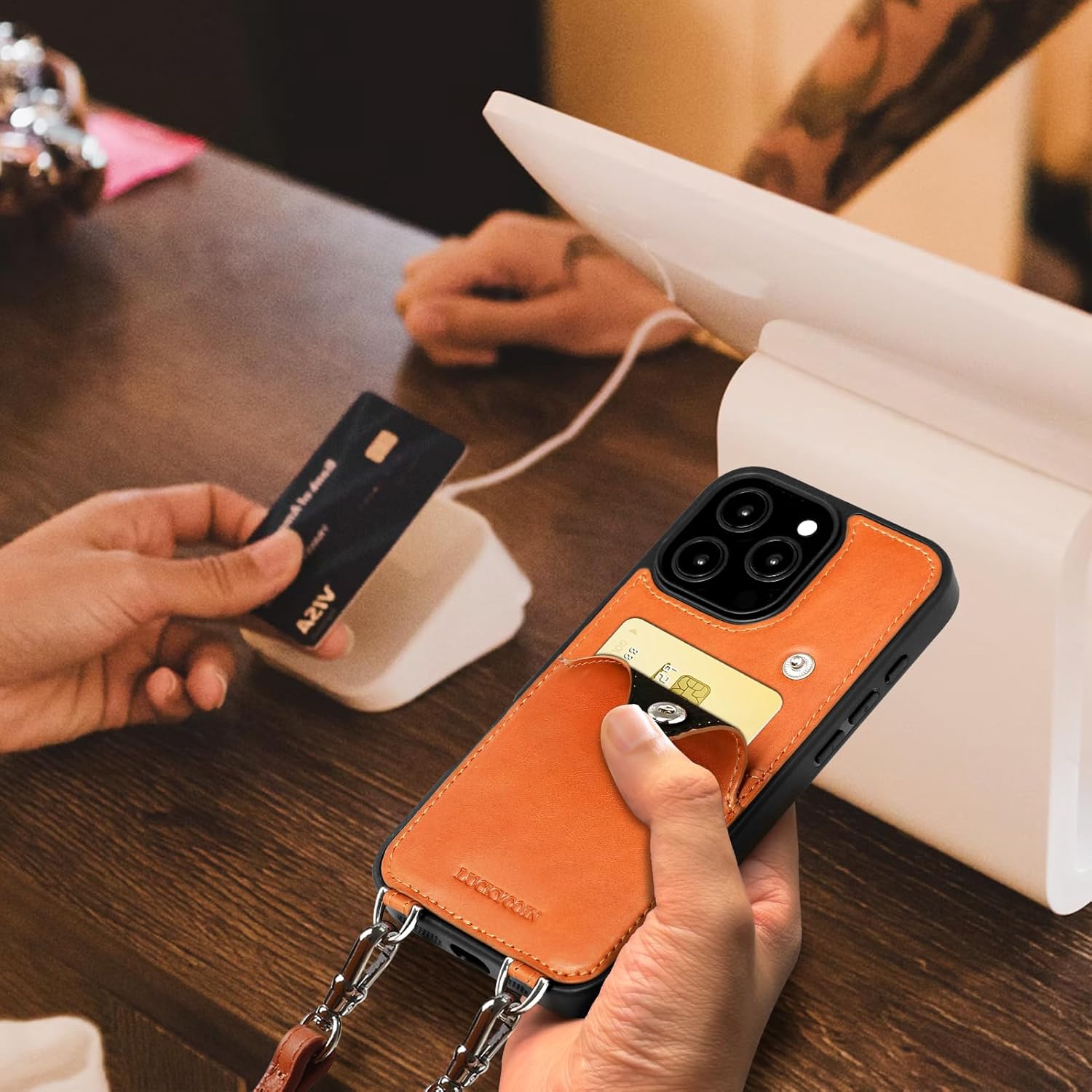 Funda para iPhone 14 Pro de 6.1 pulgadas de piel para mujer, con tarjetero y correa cruzada desmontable, bolso para teléfono con correa, bolsa