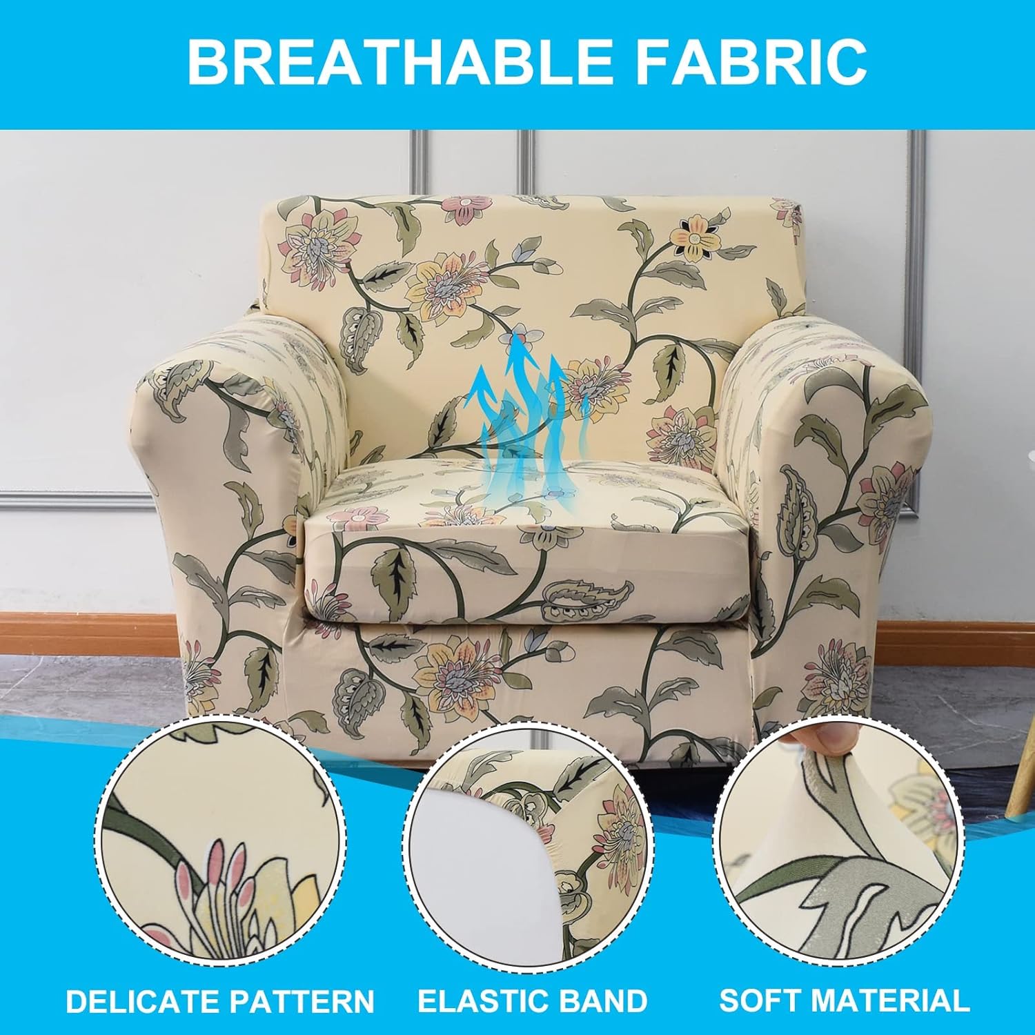 Funda impermeable para sofá con estampado de 2 piezas, funda elástica para sillón con funda de cojín de sofá, lavable, protector de muebles para