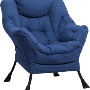 SOCIALCOMFY Silla moderna de tela de algodón, cómoda silla reclinable tapizada individual, silla de descanso contemporánea de acento suave con SOCIALCOMFY Silla moderna de tela de algodón, cómoda silla reclinable tapizada individual, silla de descanso contemporánea de acento suave con