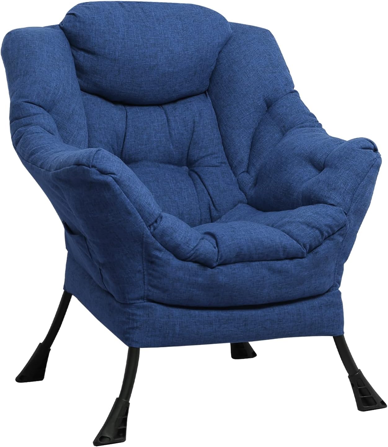 SOCIALCOMFY Silla moderna de tela de algodón, cómoda silla reclinable tapizada individual, silla de descanso contemporánea de acento suave con