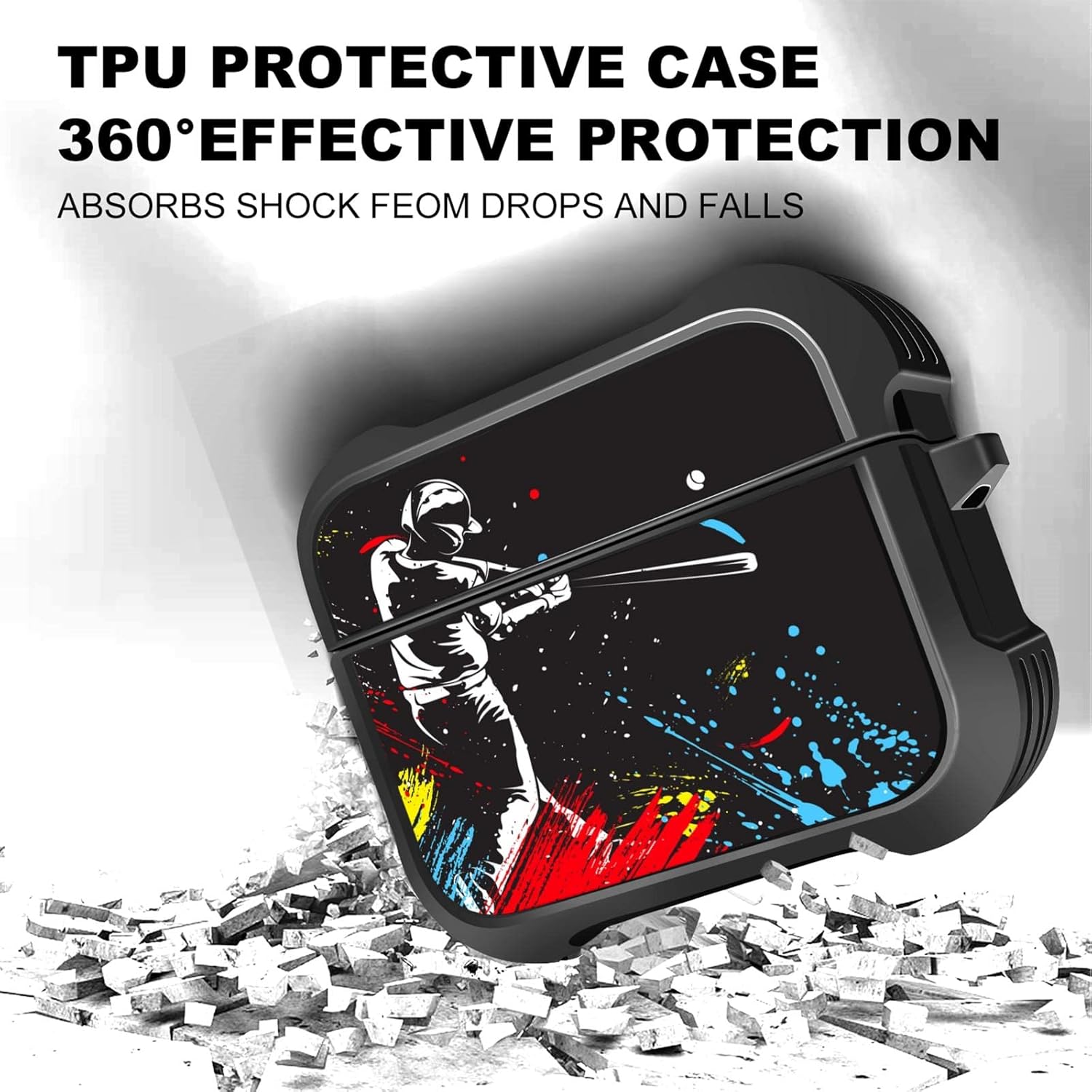 MINGDAO Funda de carga compatible con AirPods Pro 2nd  AirPods Pro, funda protectora de TPU suave con patrón a prueba de golpes (Paint Splash