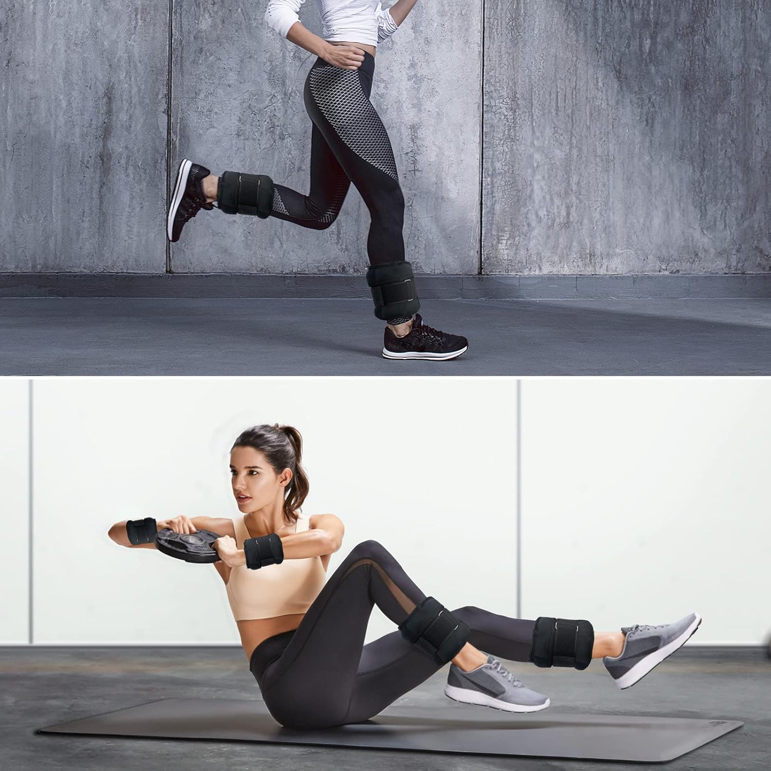 FEIERDUN Pesas de tobillo ajustables para mujeres y hombres, un par de pesas modulares de piernas de 2,4,6,8,10 libras con yoga, caminar, correr,