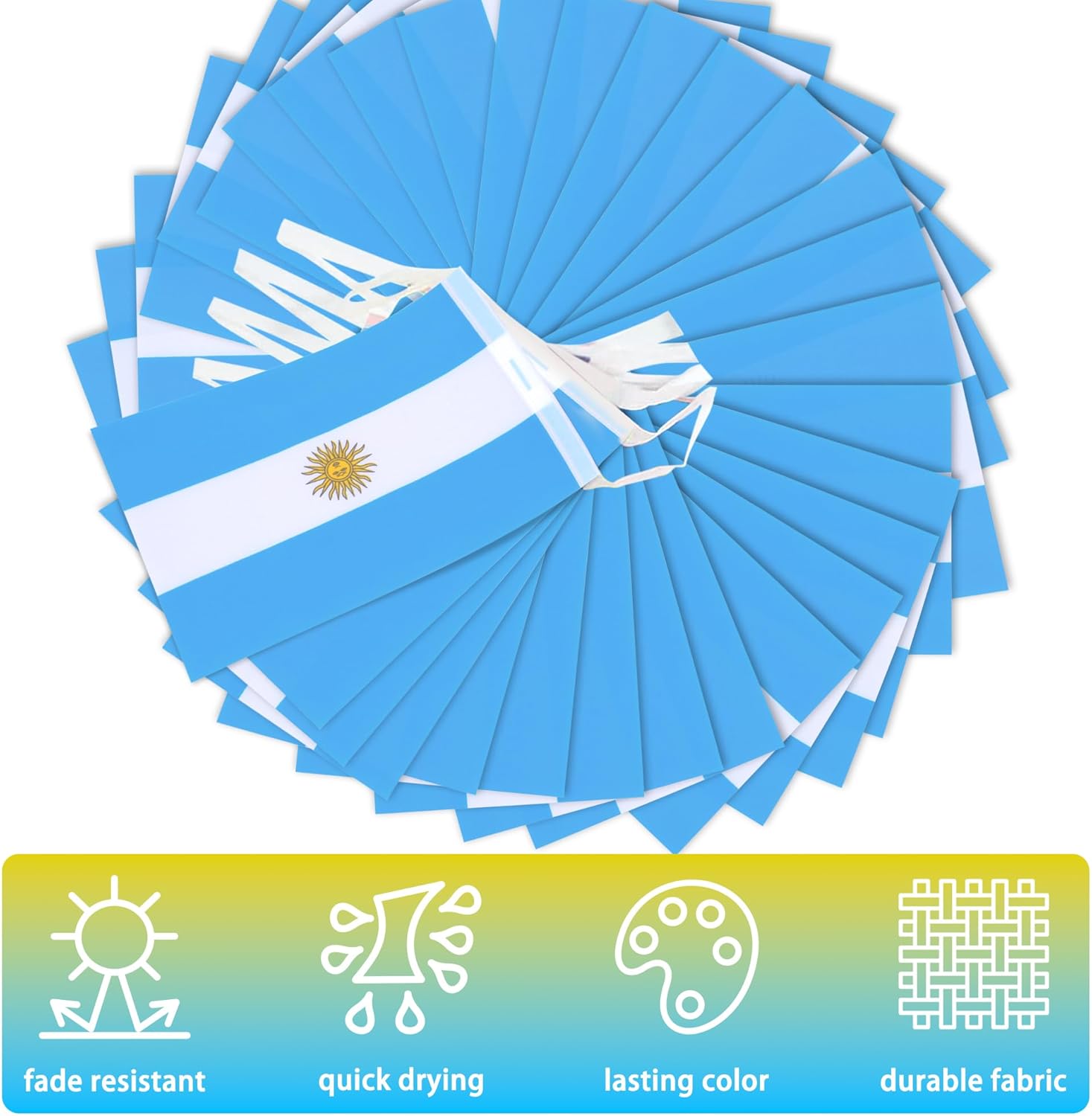Banderín de bandera argentina, mini banderas argentinas, decoración nacional de país para escuela, fiesta, eventos deportivos, festival patriótico,