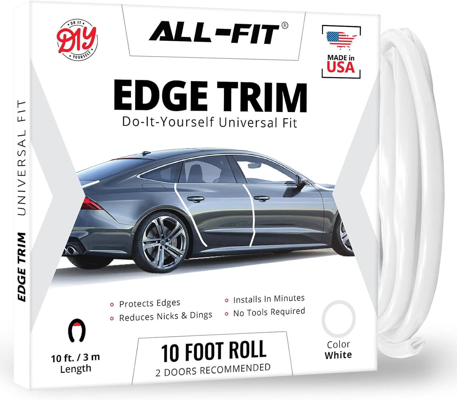 All-Fit – Protector de puerta automotriz con borde de 2 puertas, ajuste universal, fabricado en los Estados Unidos, color blanco