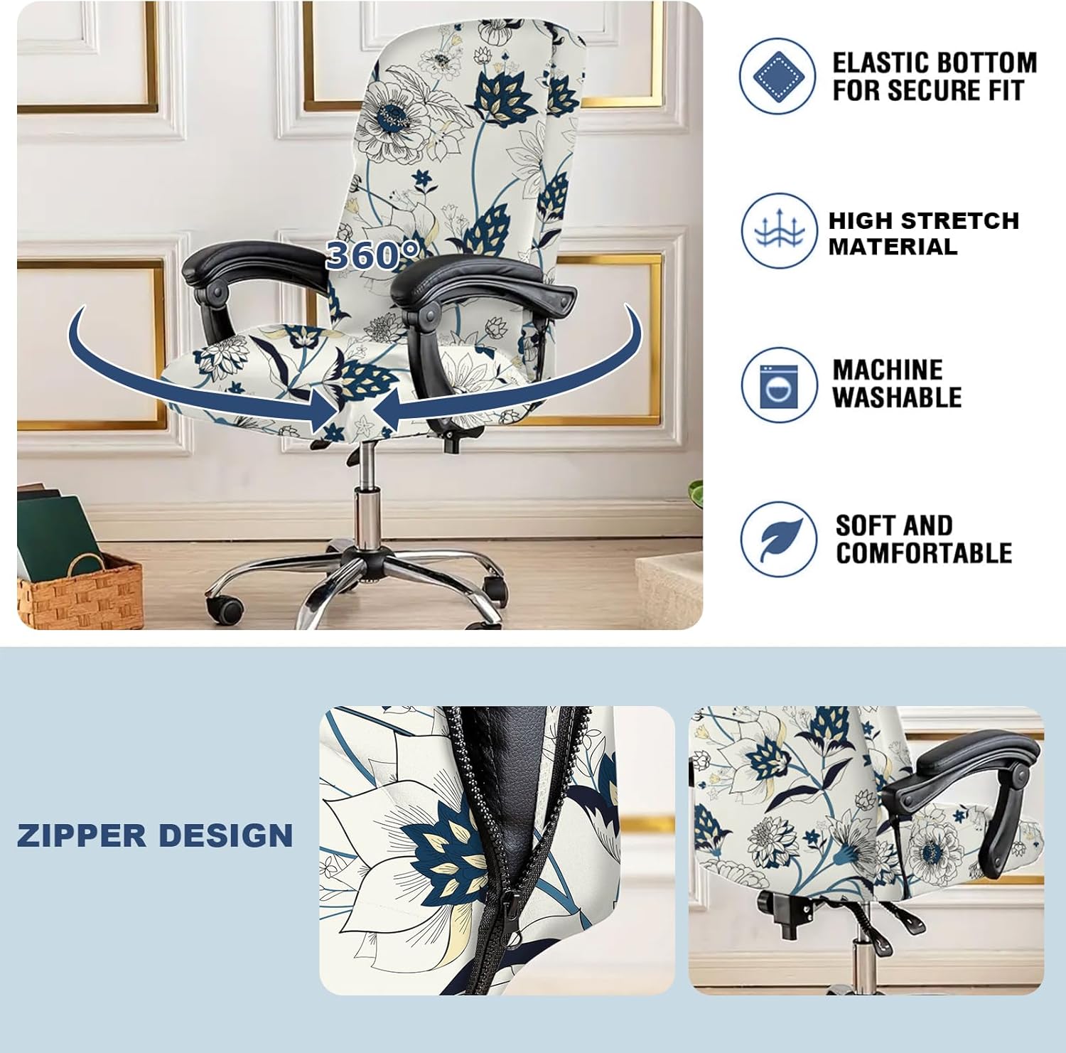 HAOYONG Fundas elásticas para sillas de oficina, fundas suaves para silla de escritorio, fundas para silla de jefe, fundas universales para silla