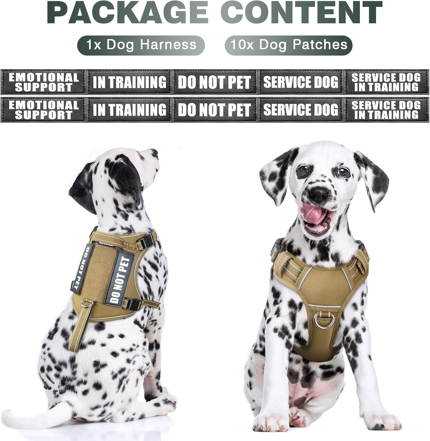 WINSEE Arnés táctico para perro, arnés sin tirones para perros medianos y grandes con asa y Molle, arnés de servicio militar para perros pequeños