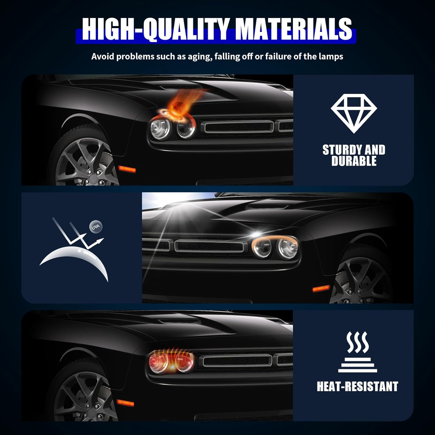 Partzer Kit de montaje de faros delanteros HIDxenón para Dodge Challenger 2015-2023 con LED DRL lado izquierdo del conductor LH  68174067AF