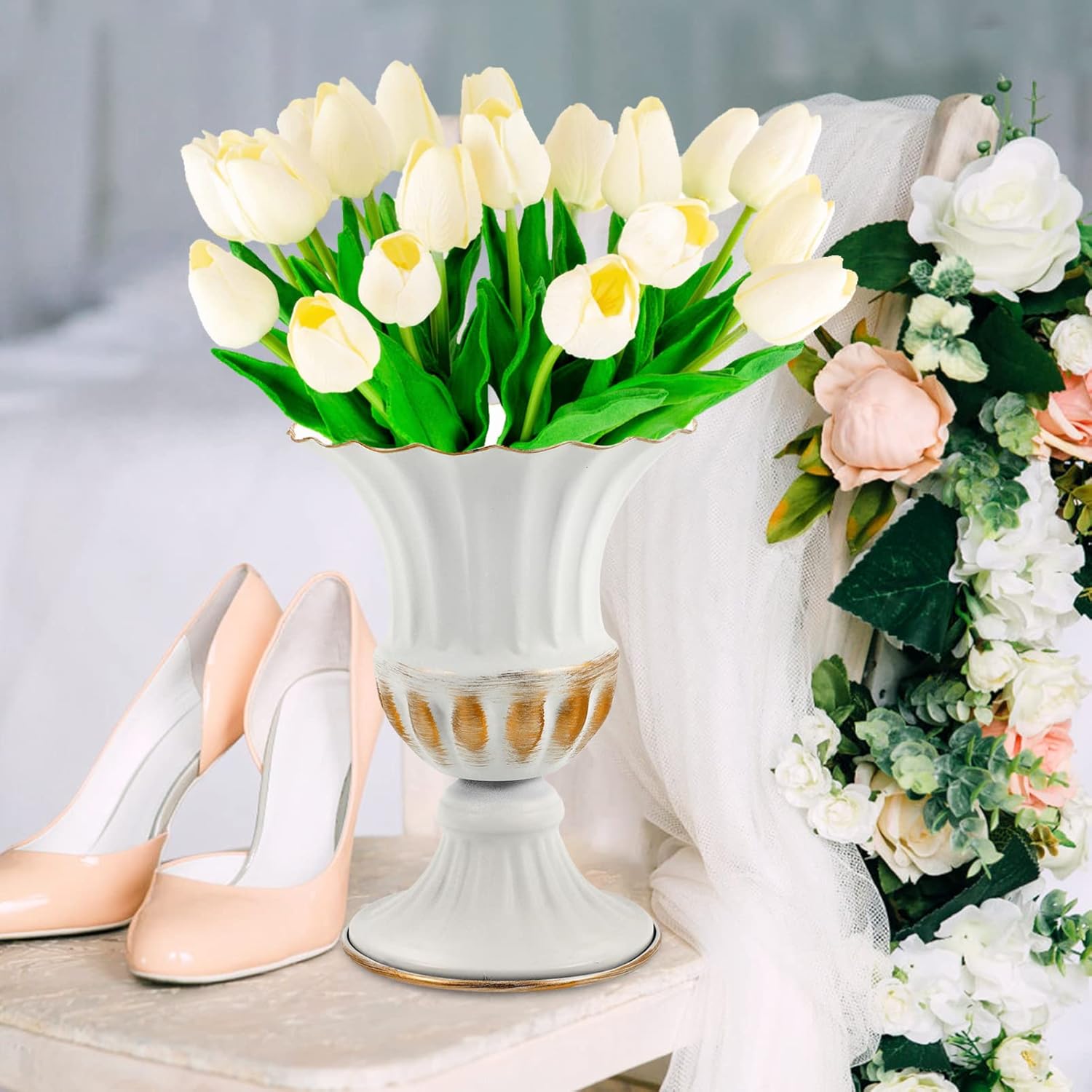 BESPORTBLE Decoración de mesa de boda, 2 piezas, maceta clásica de urna conmemorativa, jarrón de cementerio, tumba, soporte para flores, maceta de