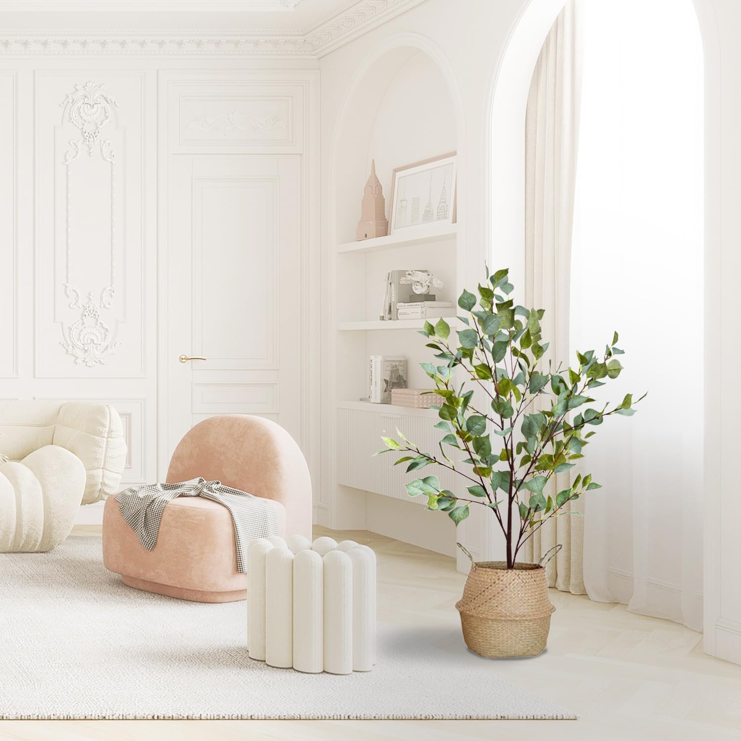 Planta de eucalipto artificial de 43 pulgadas de alto, árbol de imitación al tacto para decoración de interiores en el hogar, oficina, centro