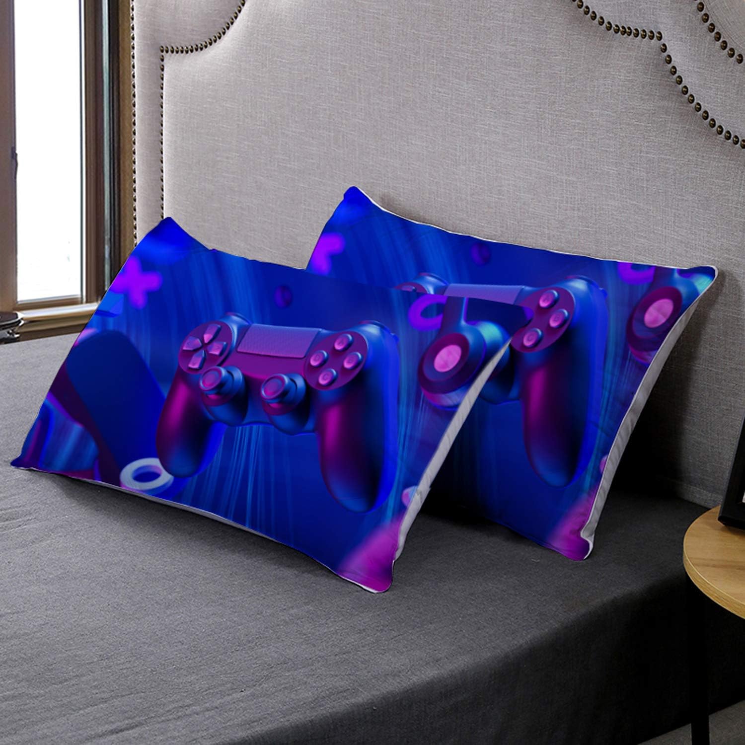 AILONEN – Ropa de cama con estampado de control de videojuegos, para niños, funda de edredón, supersuave y resistente a la decoloración, 3 piezas,