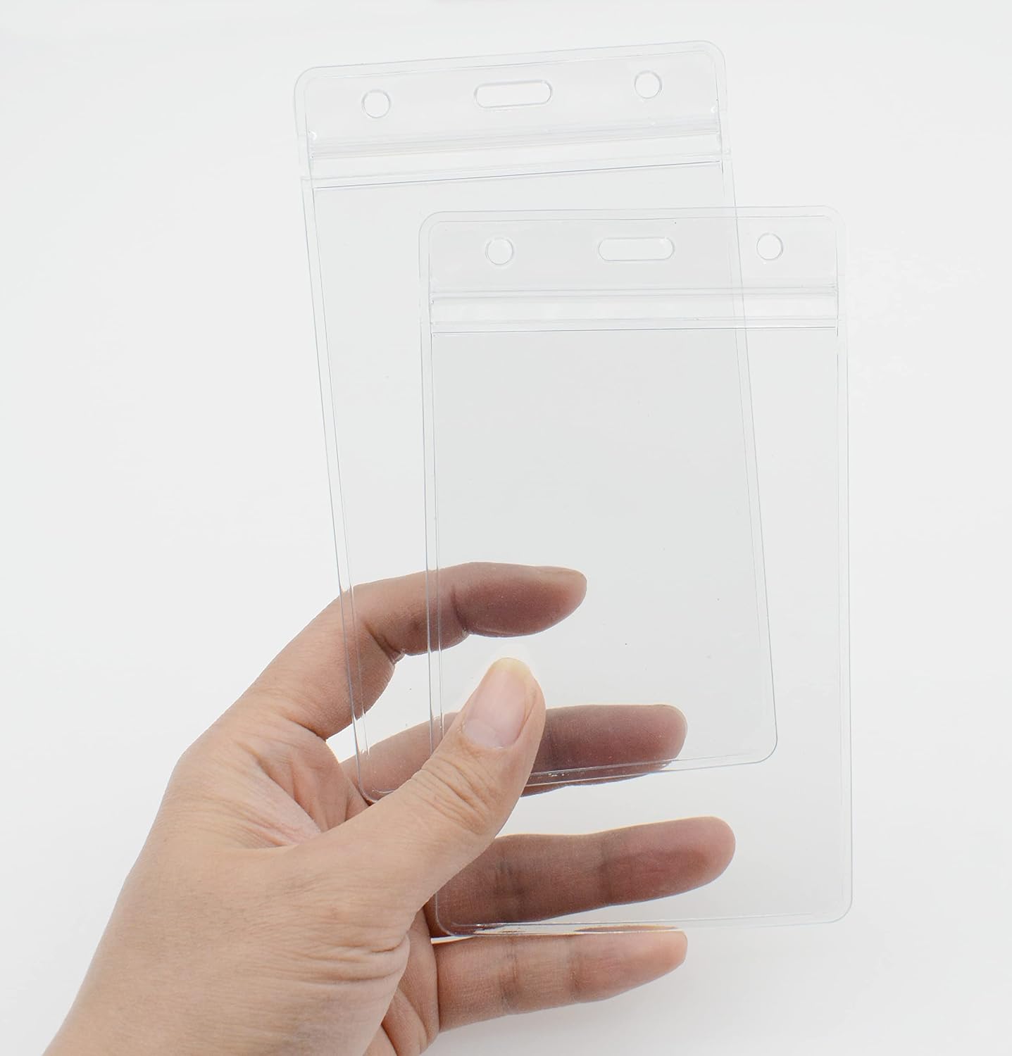 WINURE Paquete de 50 soportes de vinilo para tarjetas de identificación (se adaptan a insertos de 3 x 5 pulgadas), impermeables, plástico