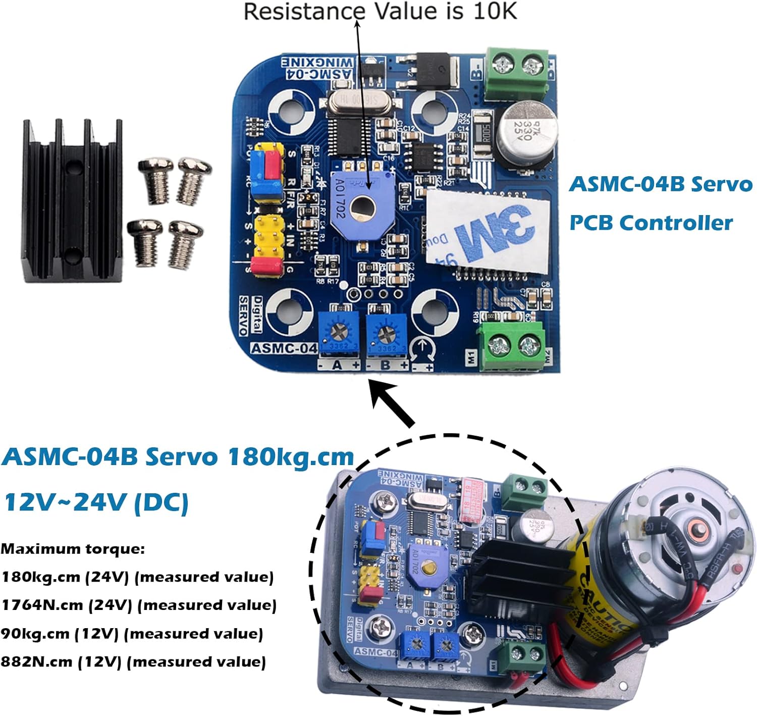 ASMC-04B robot servo de alta potencia de alta potencia de alta potencia 12V  24V 396.8 lbs.cm manipulador robótico grande para RC Smart Car