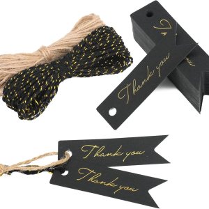joycraft Etiquetas de regalo de agradecimiento con cuerda, 100 mini etiquetas colgantes de papel dorado de aluminio, etiquetas de agradecimiento joycraft Etiquetas de regalo de agradecimiento con cuerda, 100 mini etiquetas colgantes de papel dorado de aluminio, etiquetas de agradecimiento
