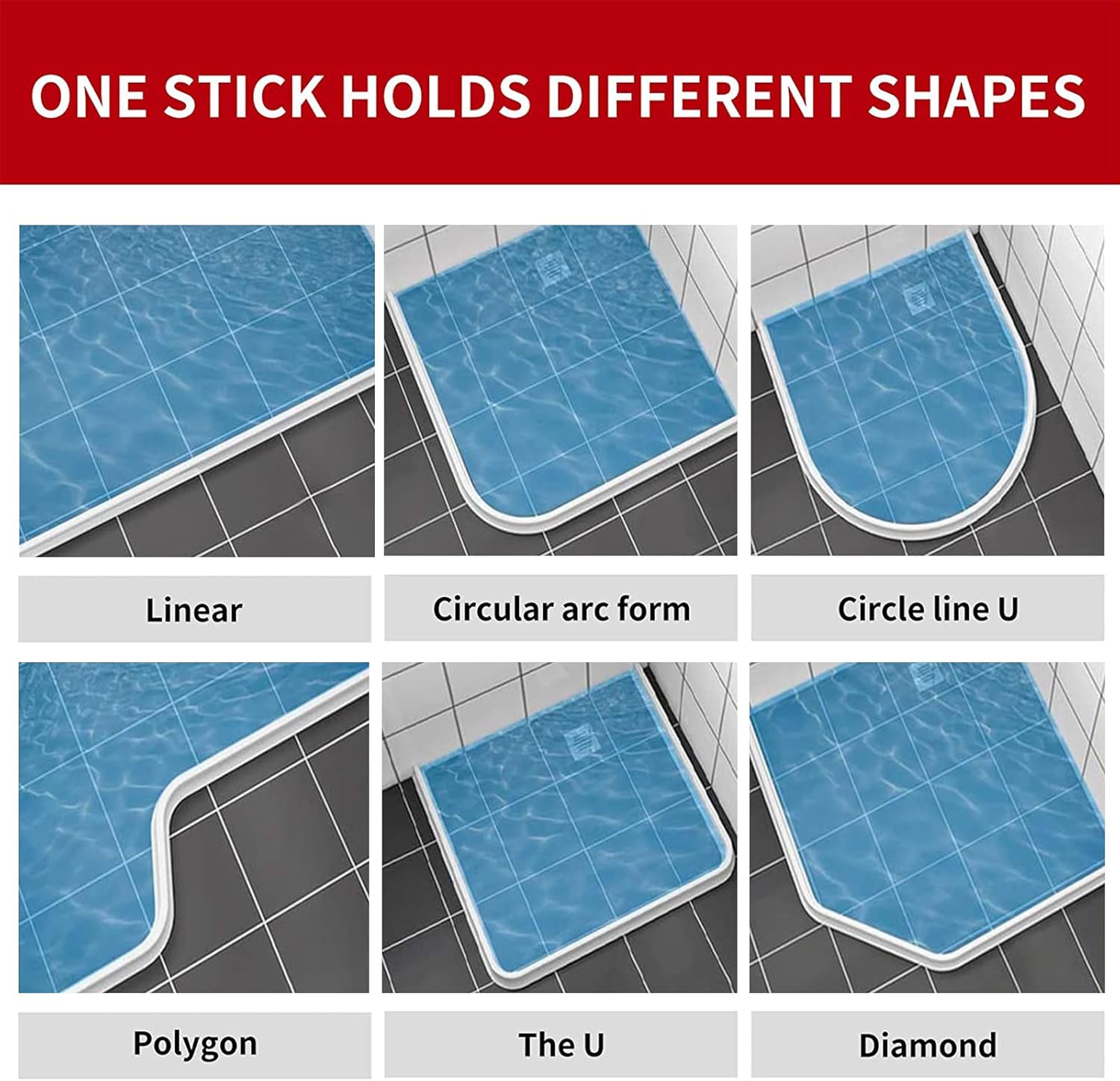 Presa de agua plegable de 39 pulgadas para regadera de silicona, sistema de retención de barrera para baño, cocina, separación húmeda y seca,