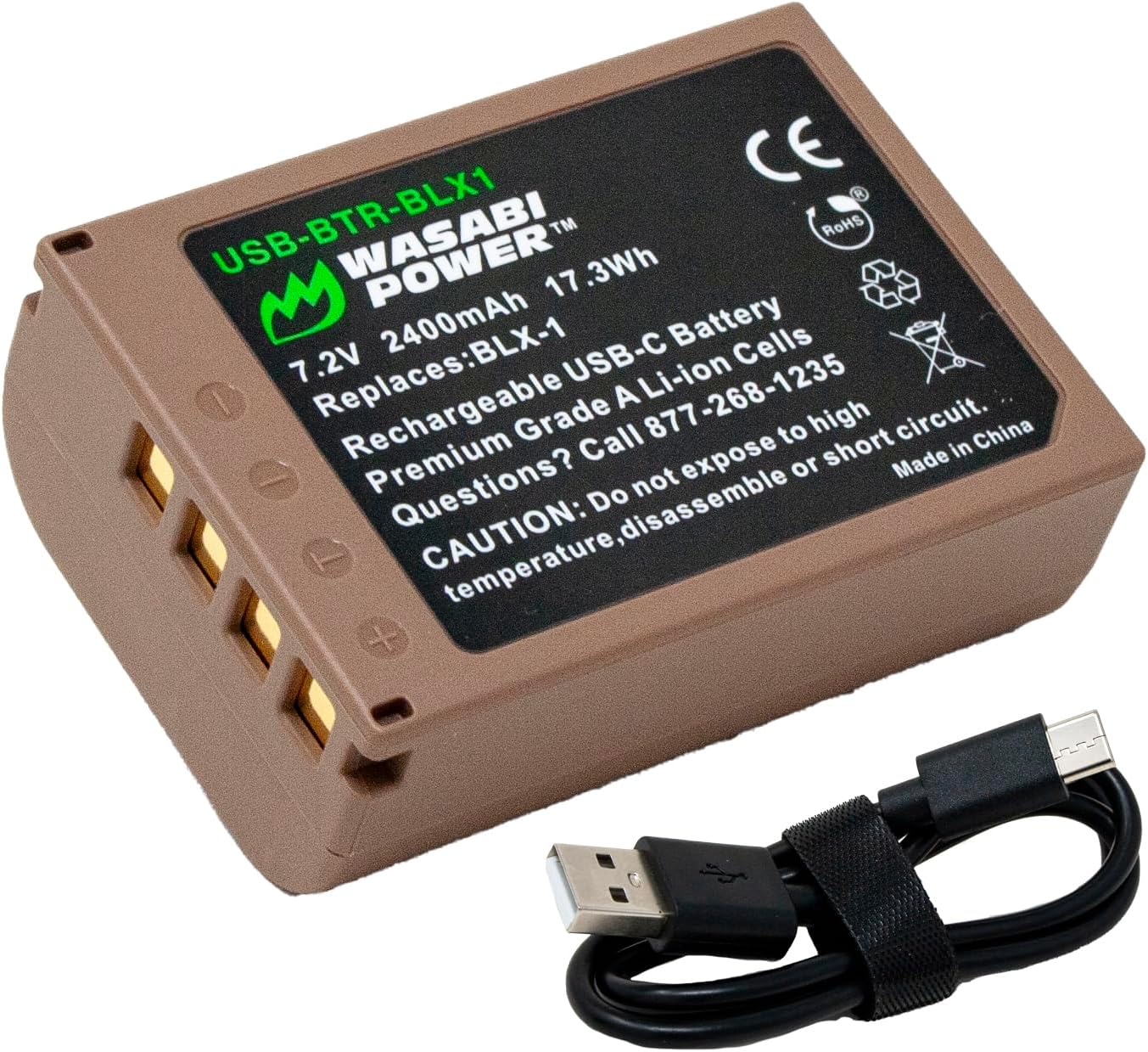 Wasabi Power Batería USB para Olympus BLX-1 con carga rápida USB-C