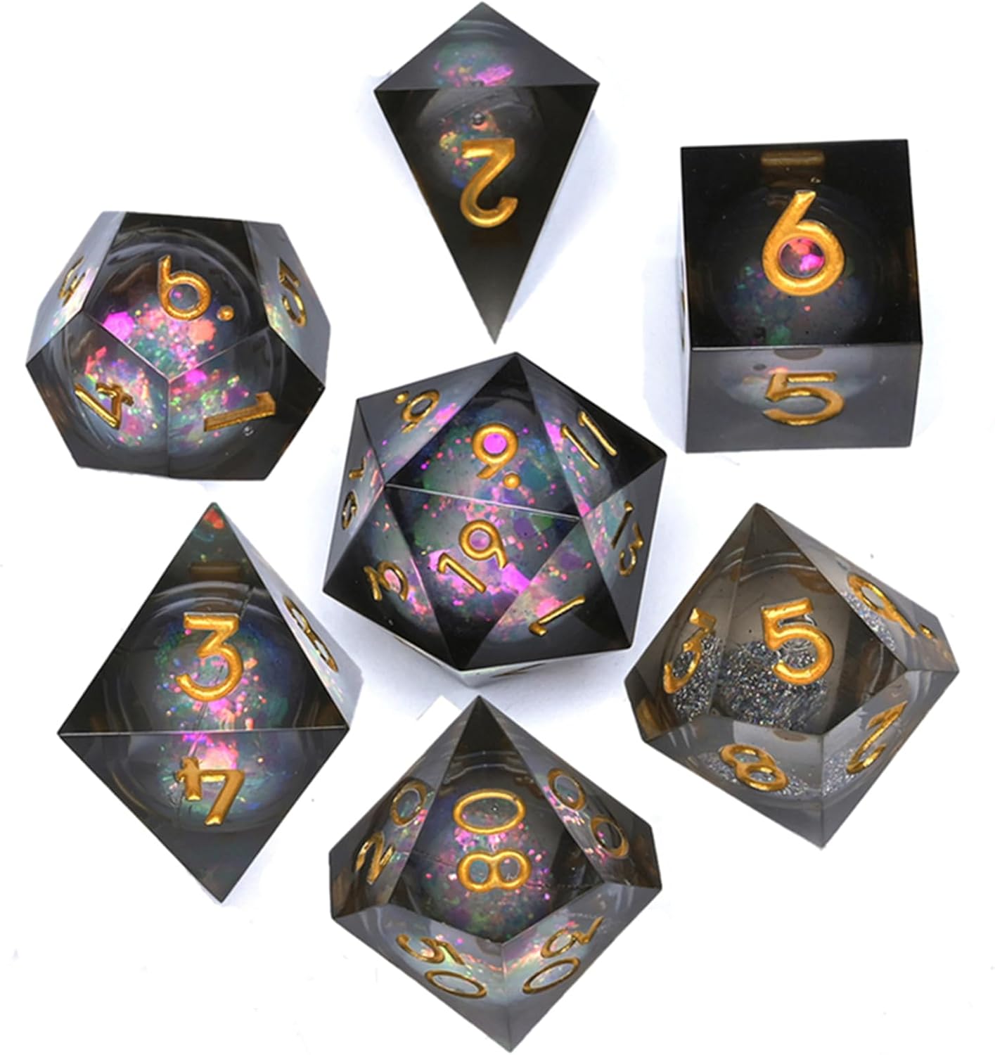 Dungeons and Dragons – Juego de dados de núcleo líquido D&D, juego de dados de resina poliédrica DND, utilizado para juegos de rol, juego de dados