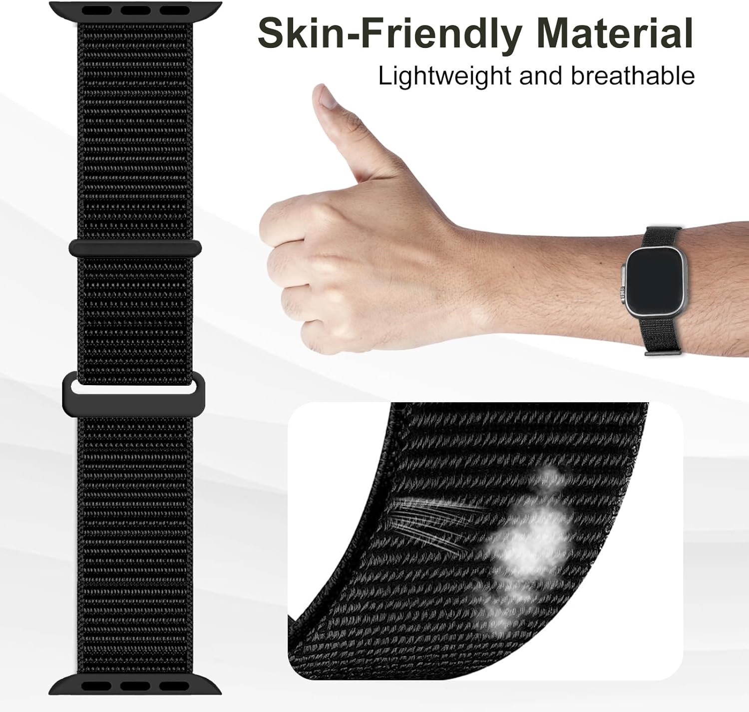 Correa de nailon compatible con Apple Watch Band para iWatch SE Ultra Series 8 7 6 5 4 3 2 1, correa de tobillo transpirable para 1.929 in 1.772 in